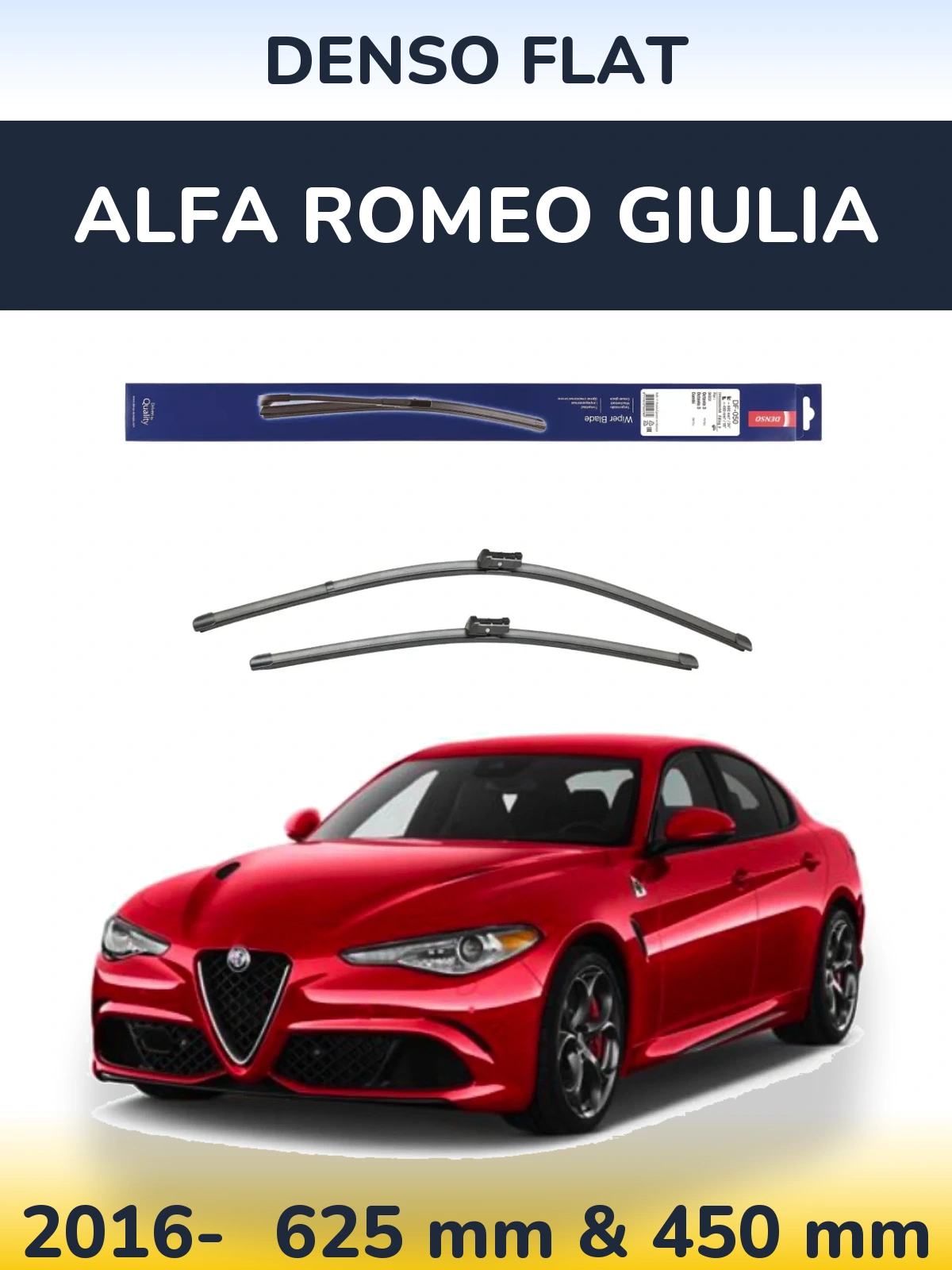 Sada předních stěračů Denso Flat 600 a 450 mm pro Alfa Romeo Giulia 2016-2026