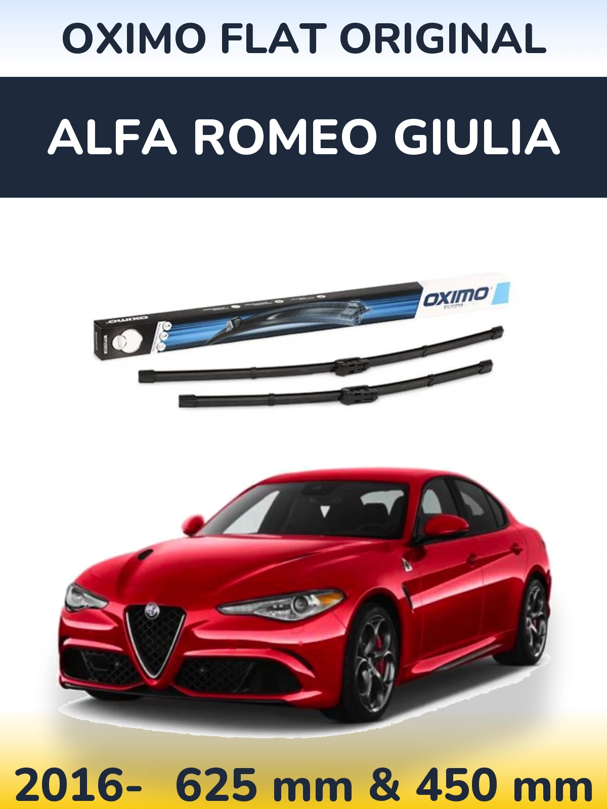Sada předních stěračů Oximo Flat Original 600 a 450 mm pro Alfa Romeo Giulia 2016-2026