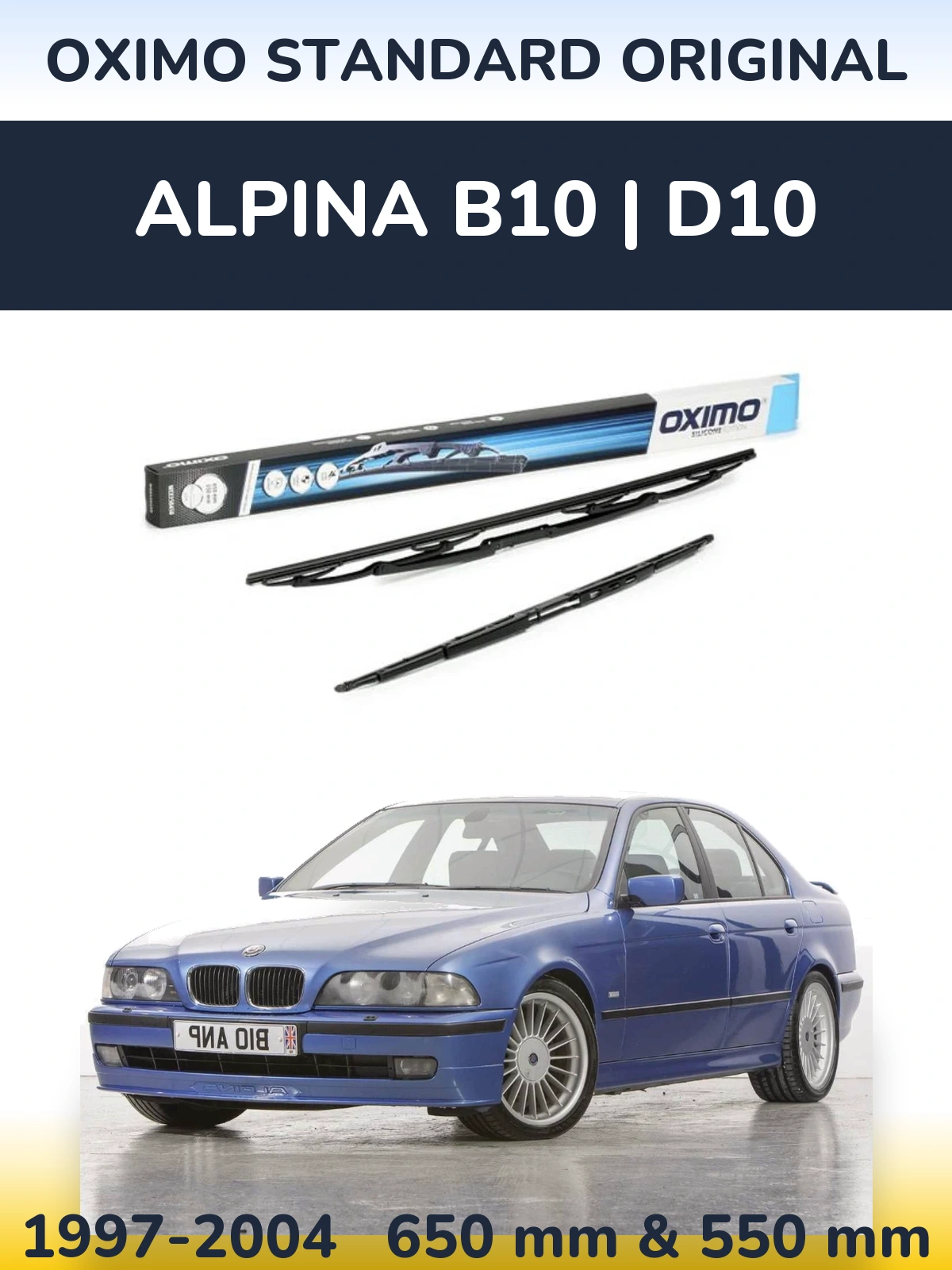 Комплект передніх щіток Oximo Standard Original 650 & 550 мм для Alpina B10 | D10 1997-2004