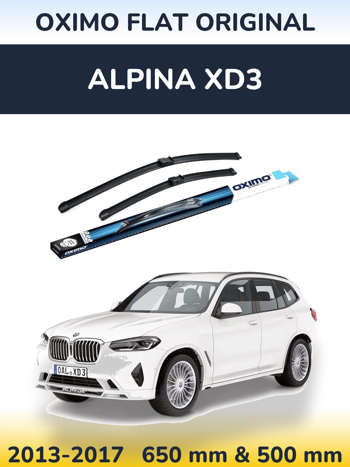 Sada předních stěračů Oximo Flat Original 650 a 500 mm pro Alpina XD3 2013-2017
