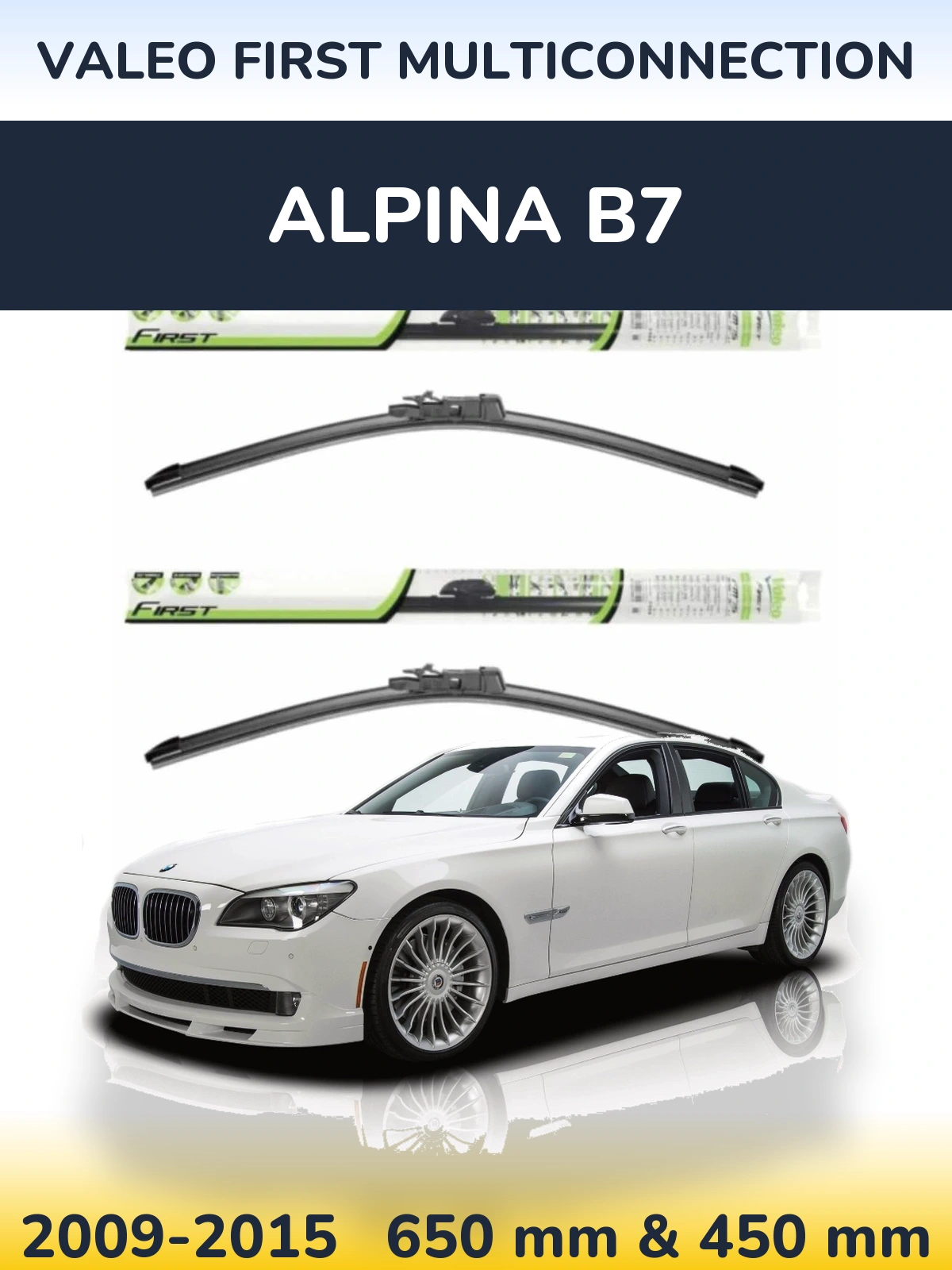 Sada předních stěračů Valeo First MultiConnection 650 a 450 mm pro Alpina B7 2009-2015