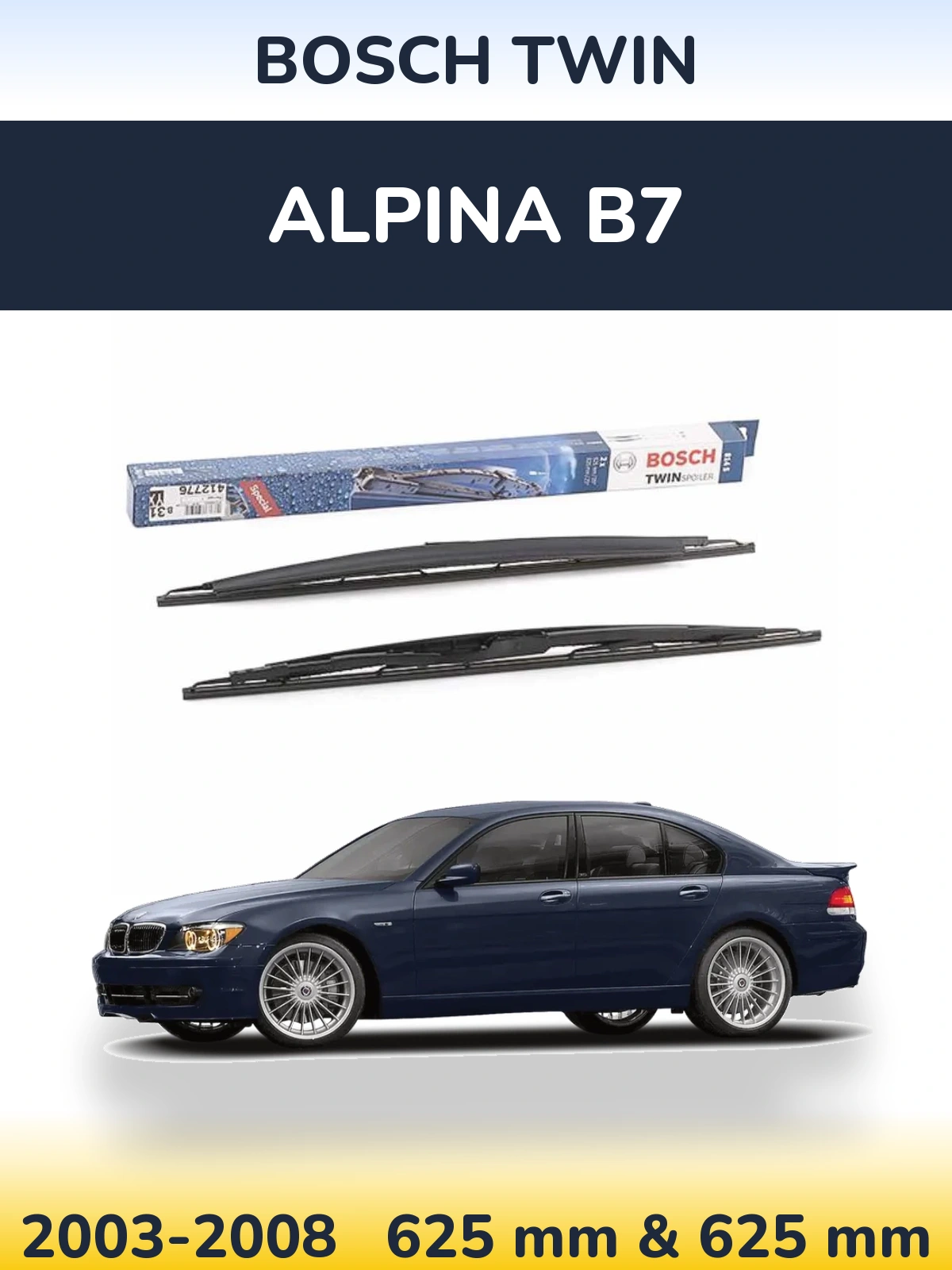 Sada předních stěračů BOSCH Twin 625 a 625 mm pro Alpina B7 2003-2008