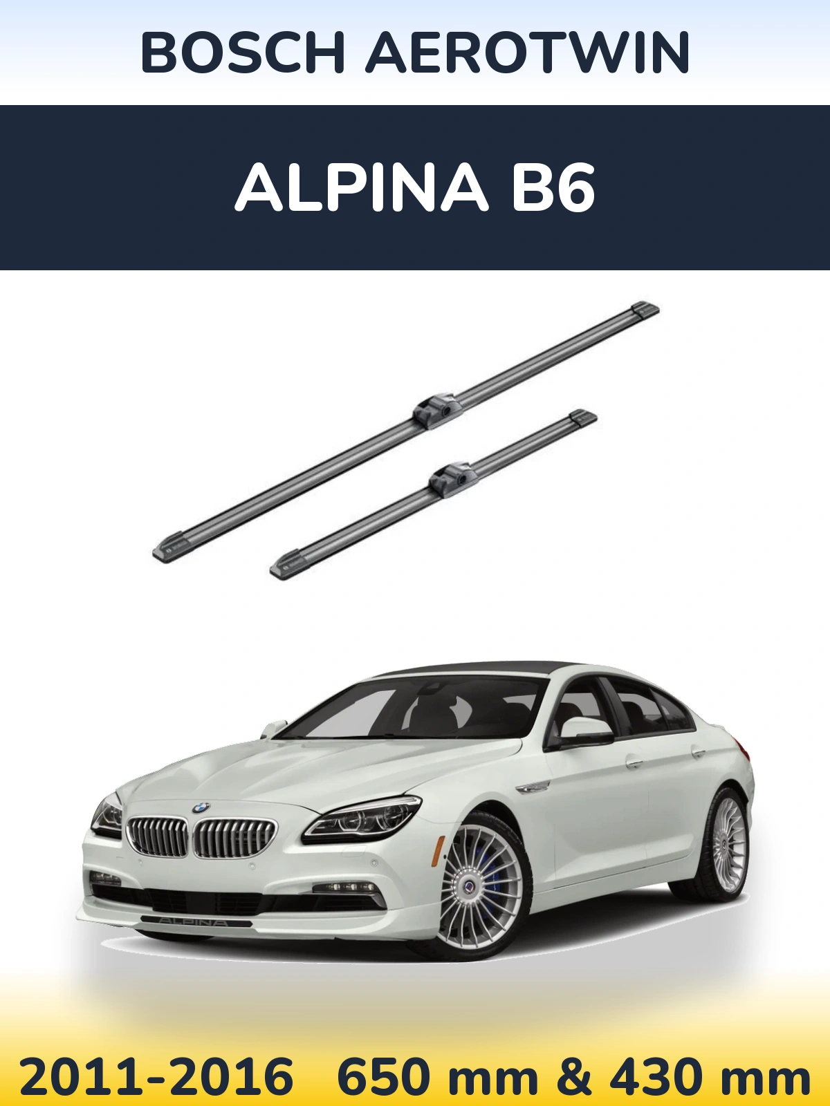 Sada předních stěračů BOSCH AeroTwin 650 a 430 mm pro Alpina B6 2011-2016