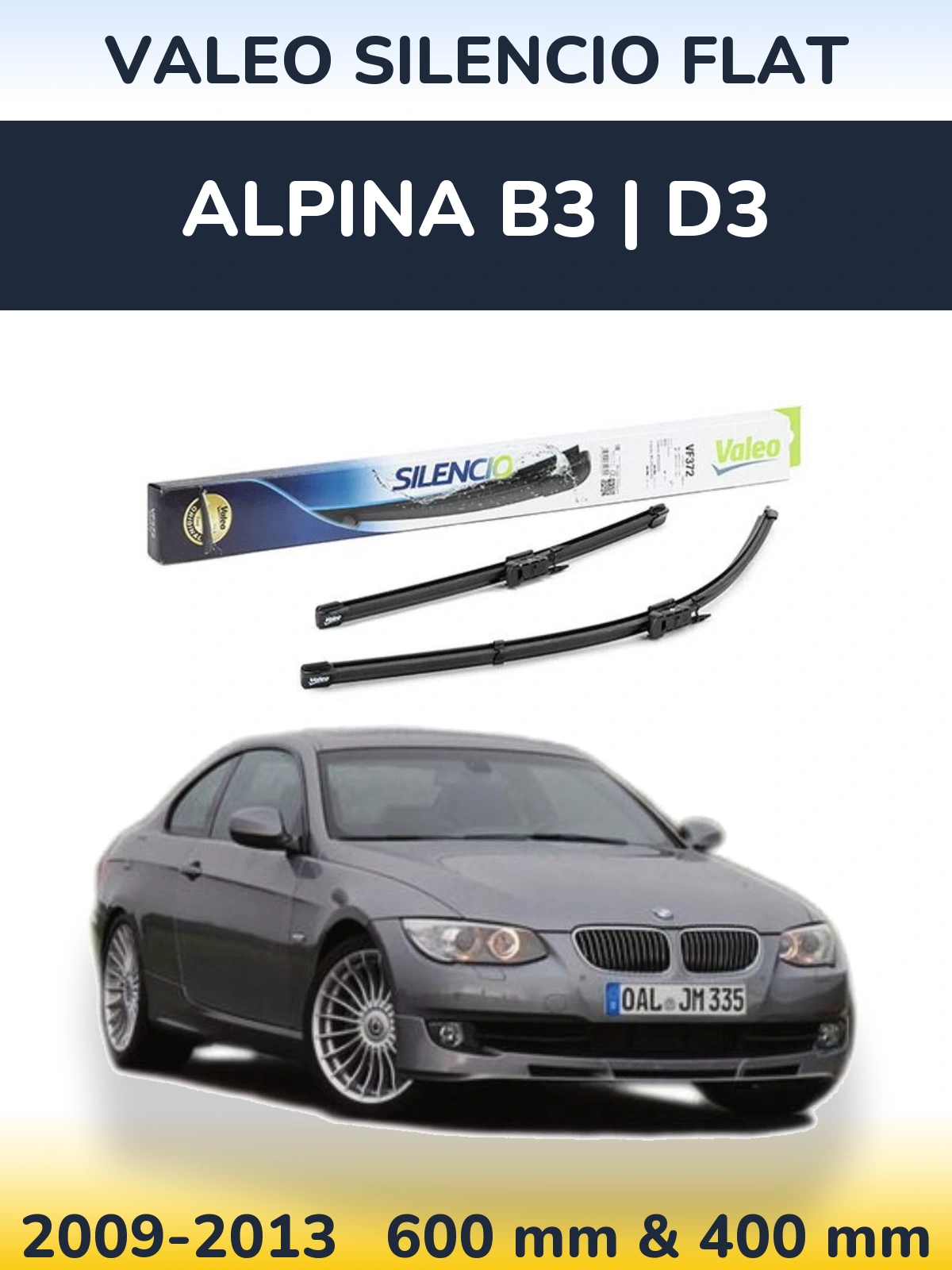 Sada předních stěračů Valeo Silencio Flat 600 a 400 mm pro Alpina B3 | D3 2009-2013