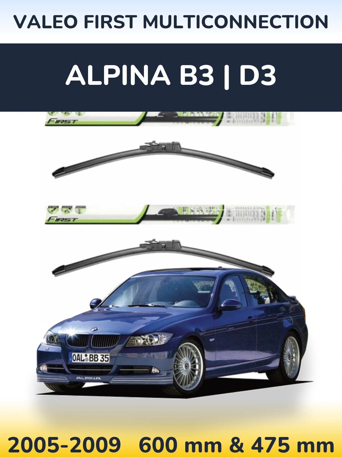 Sada předních stěračů Valeo First MultiConnection 600 a 475 mm pro Alpina B3 | D3 2005-2009