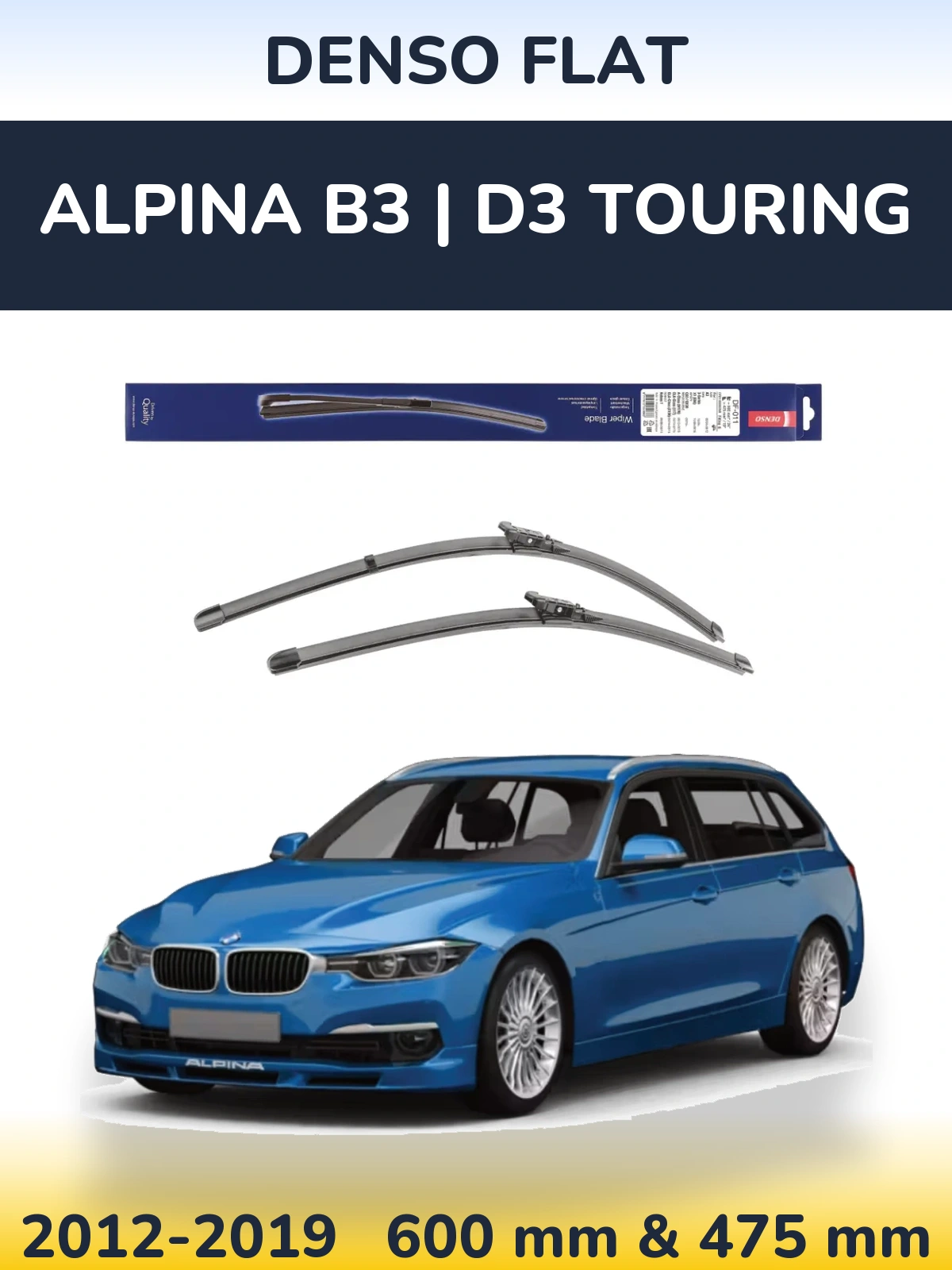 Sada předních stěračů Denso Flat 600 a 475 mm pro Alpina B3 | D3 Touring 2012-2019