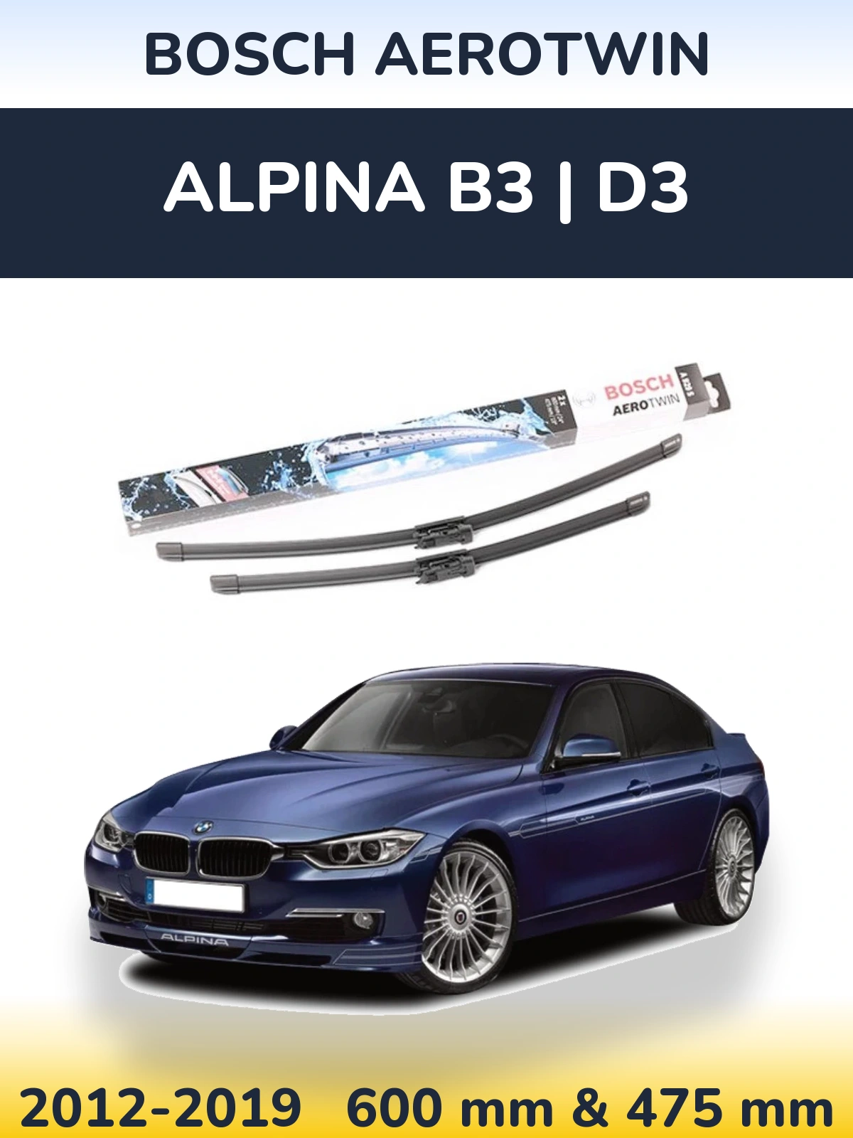 Sada předních stěračů BOSCH AeroTwin 600 a 475 mm pro Alpina B3 | D3 2012-2019