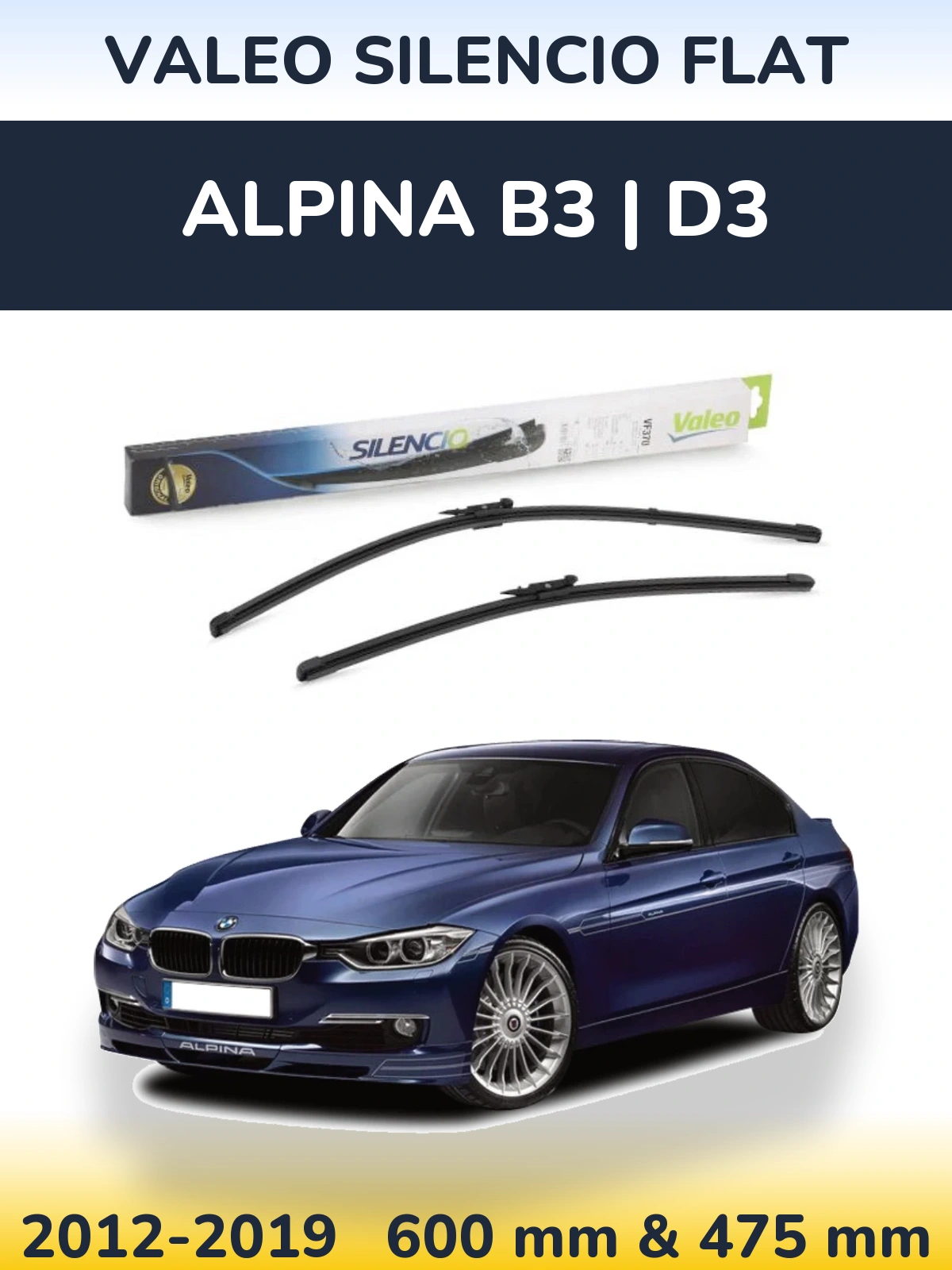 Sada předních stěračů Valeo Silencio Flat 600 a 475 mm pro Alpina B3 | D3 2012-2019