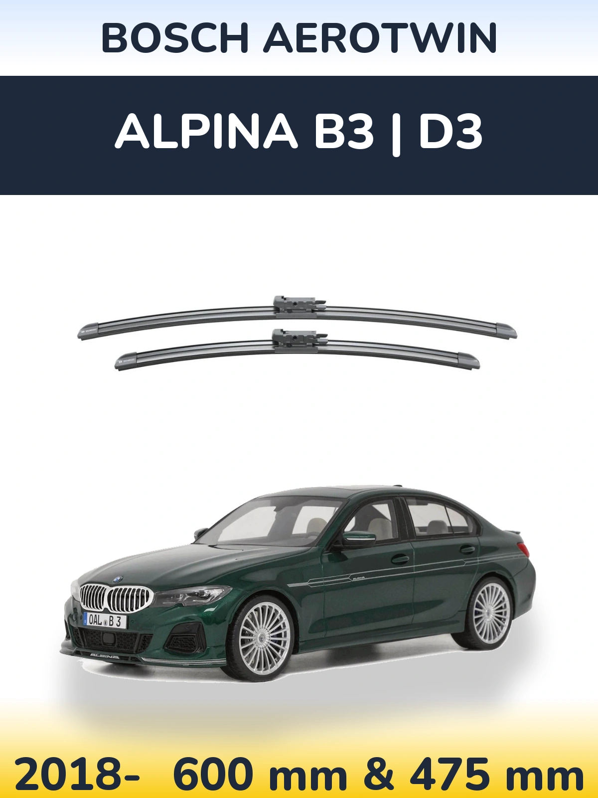 Sada předních stěračů BOSCH AeroTwin 600 a 475 mm pro Alpina B3 | D3 2018-2026