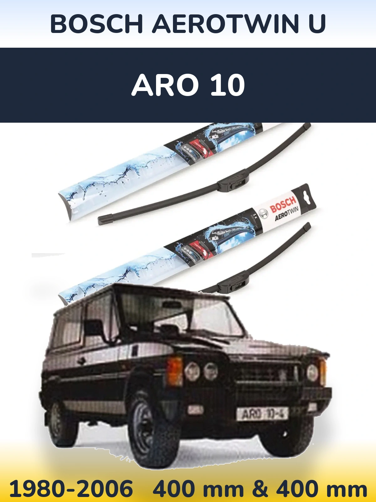 Sada předních stěračů BOSCH AeroTwin U 400 a 400 mm pro ARO 10 1980-2006