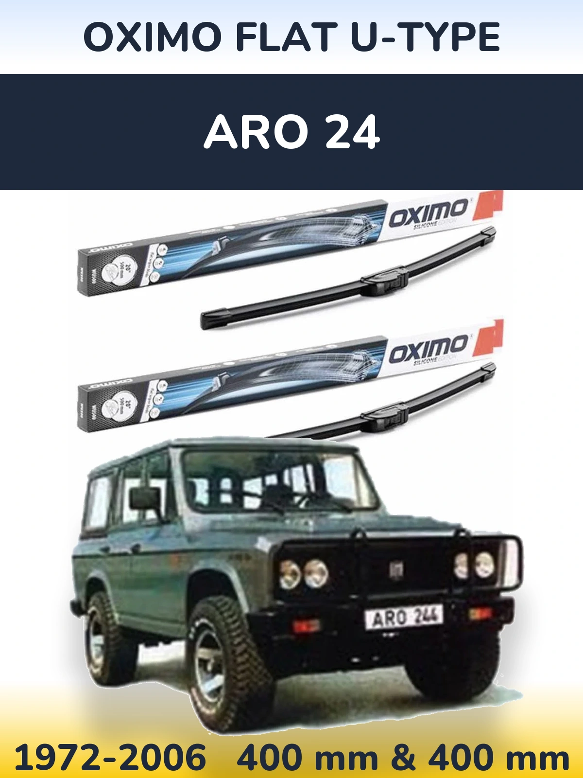 Sada předních stěračů Oximo Flat U-type 400 a 400 mm pro ARO 24 1972-2006