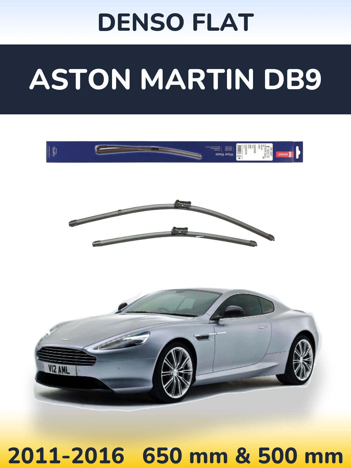 Sada předních stěračů Denso Flat 650 a 500 mm pro Aston Martin DB9 2011-2016