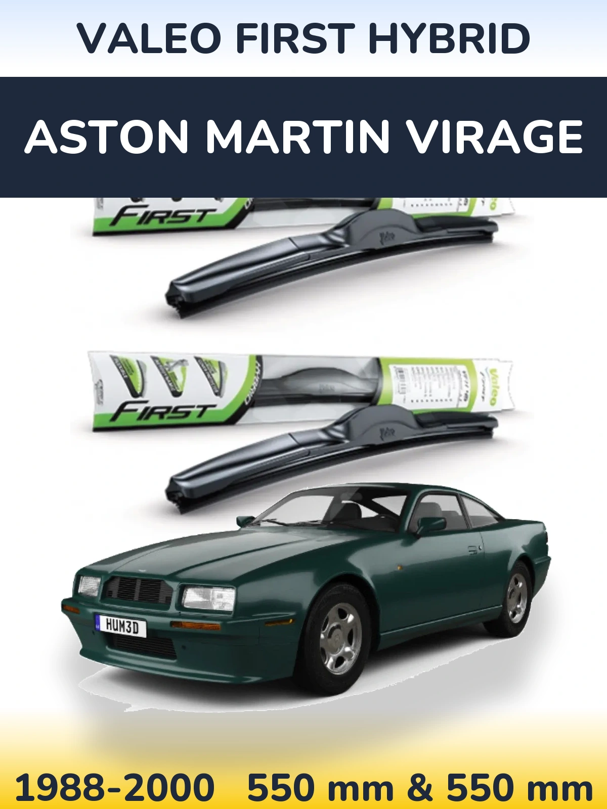 Sada předních stěračů Valeo First Hybrid 550 a 550 mm pro Aston Martin Virage 1988-2000