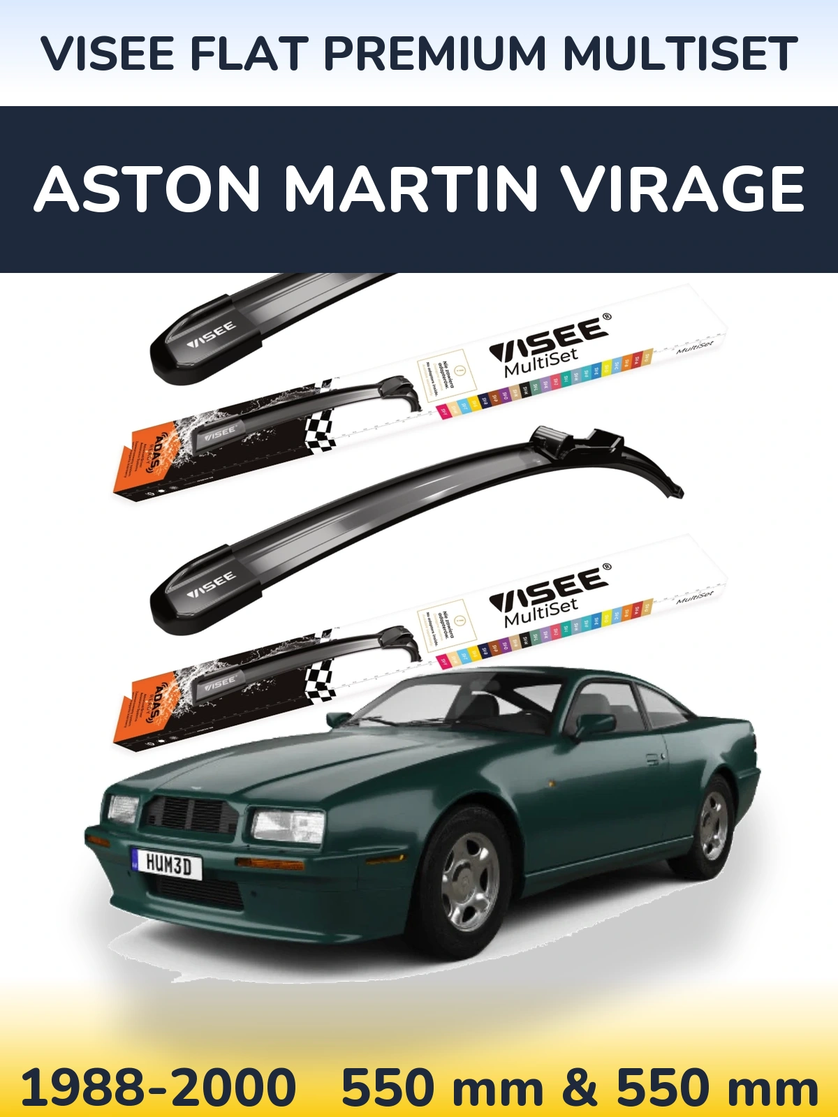 Sada předních stěračů VISEE FLAT PREMIUM MultiSet 550 a 550 mm pro Aston Martin Virage 1988-2000