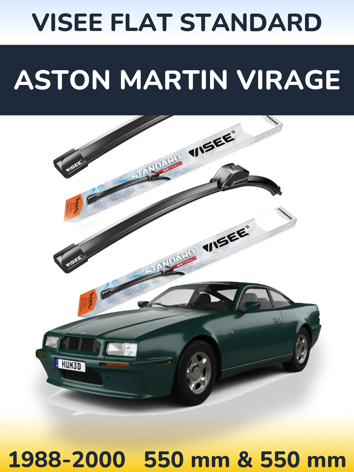Sada předních stěračů VISEE FLAT STANDARD 550 a 550 mm pro Aston Martin Virage 1988-2000