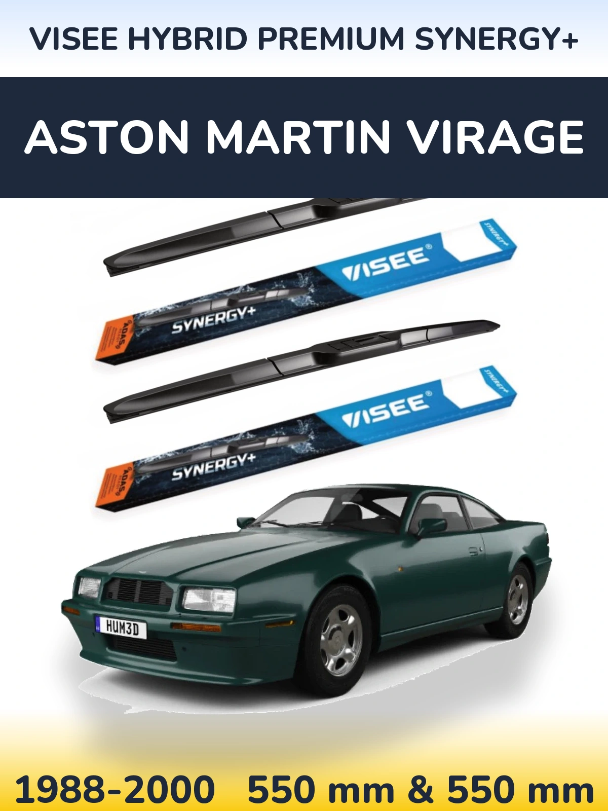 Sada předních stěračů VISEE HYBRID PREMIUM SYNERGY+ 550 a 550 mm pro Aston Martin Virage 1988-2000