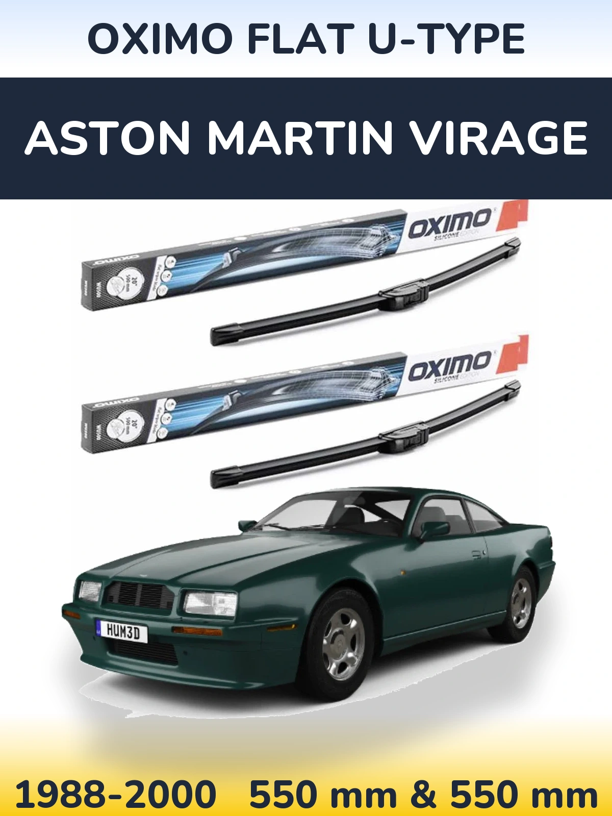 Sada předních stěračů Oximo Flat U-type 550 a 550 mm pro Aston Martin Virage 1988-2000