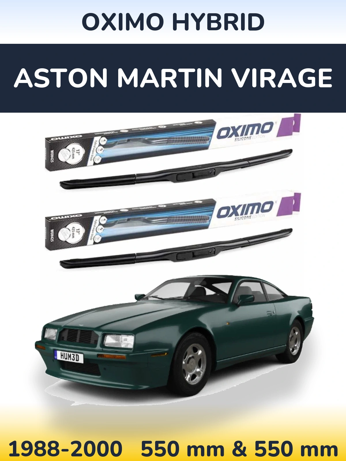 Sada předních stěračů Oximo Hybrid 550 a 550 mm pro Aston Martin Virage 1988-2000