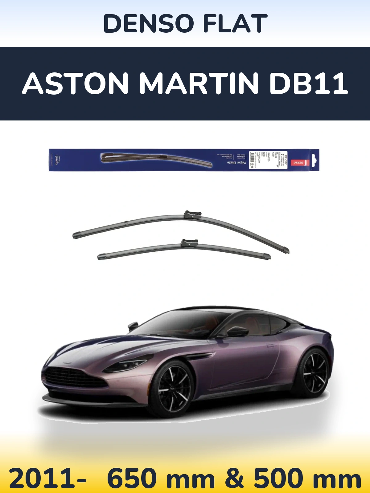Sada předních stěračů Denso Flat 650 a 500 mm pro Aston Martin DB11 2011-2026