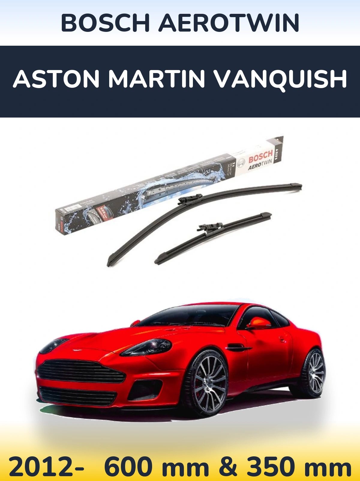 Sada předních stěračů BOSCH AeroTwin 600 a 340 mm pro Aston Martin Vanquish 2012-2026