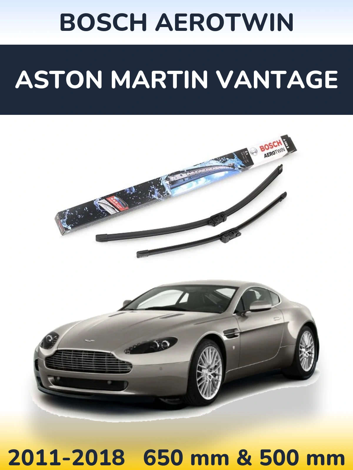 Комплект передніх щіток BOSCH AeroTwin 650 & 500 мм для Aston Martin Vantage 2011-2018