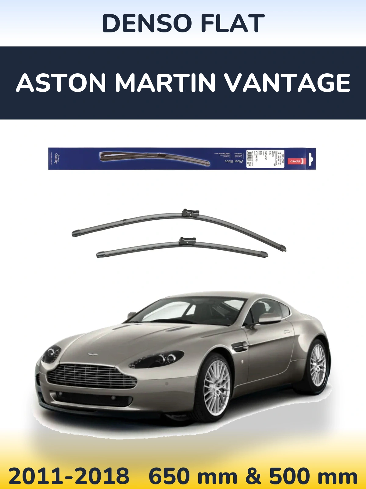 Sada předních stěračů Denso Flat 650 a 500 mm pro Aston Martin Vantage 2011-2018