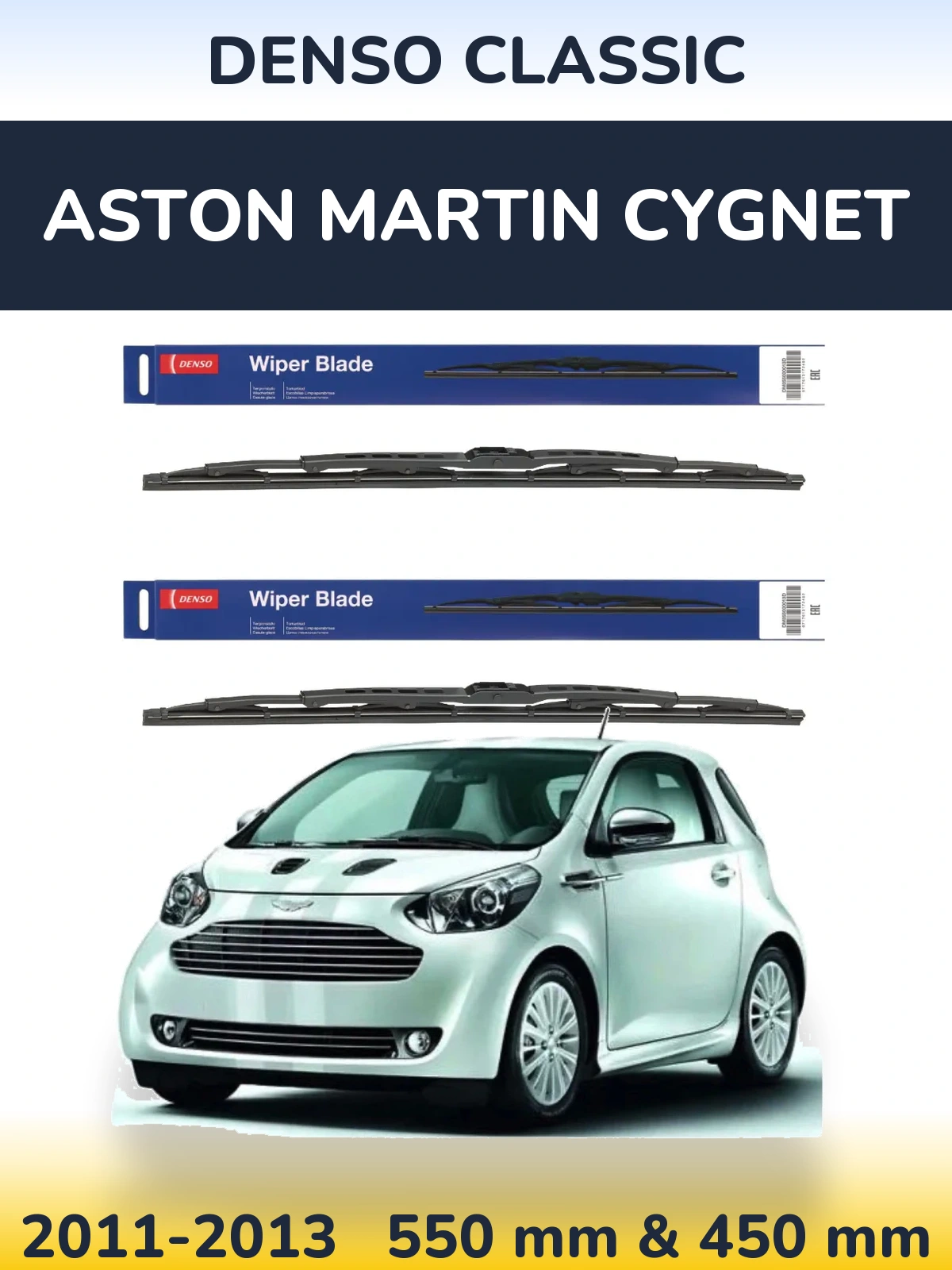 Sada předních stěračů Denso Classic 550 a 450 mm pro Aston Martin Cygnet 2011-2013
