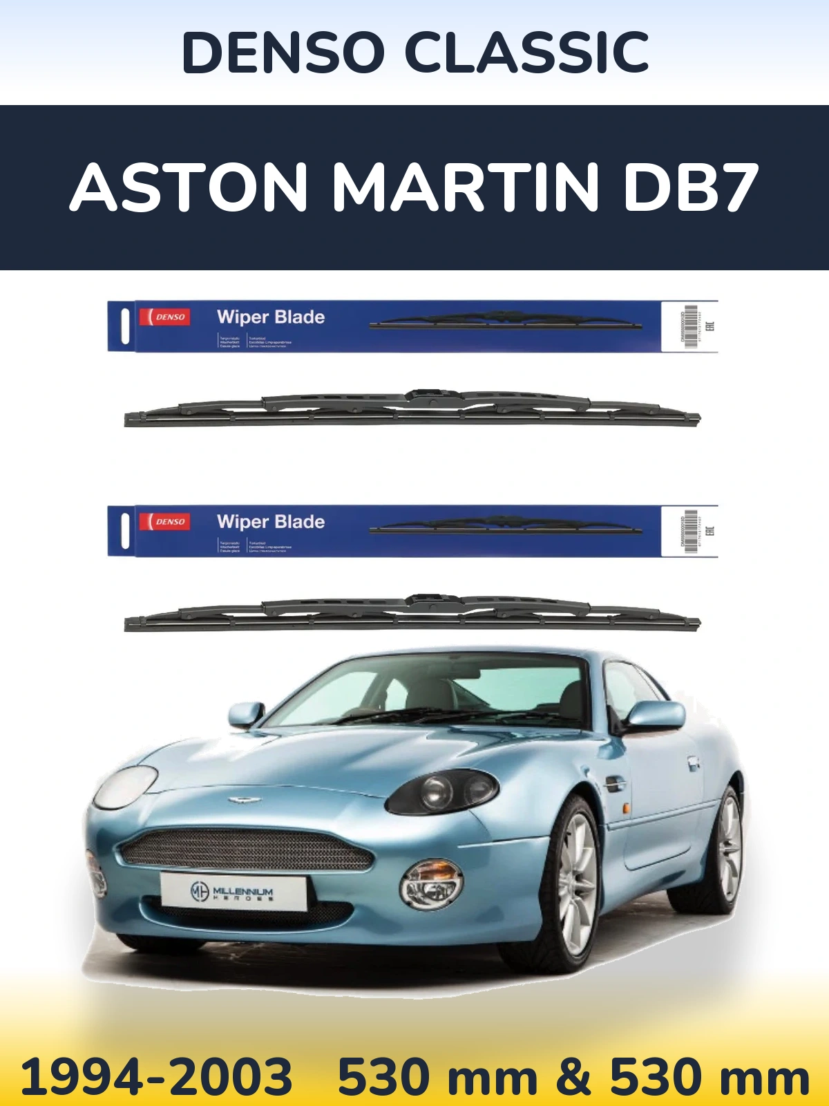 Sada předních stěračů Denso Classic 530 a 530 mm pro Aston Martin DB7 1994-2003