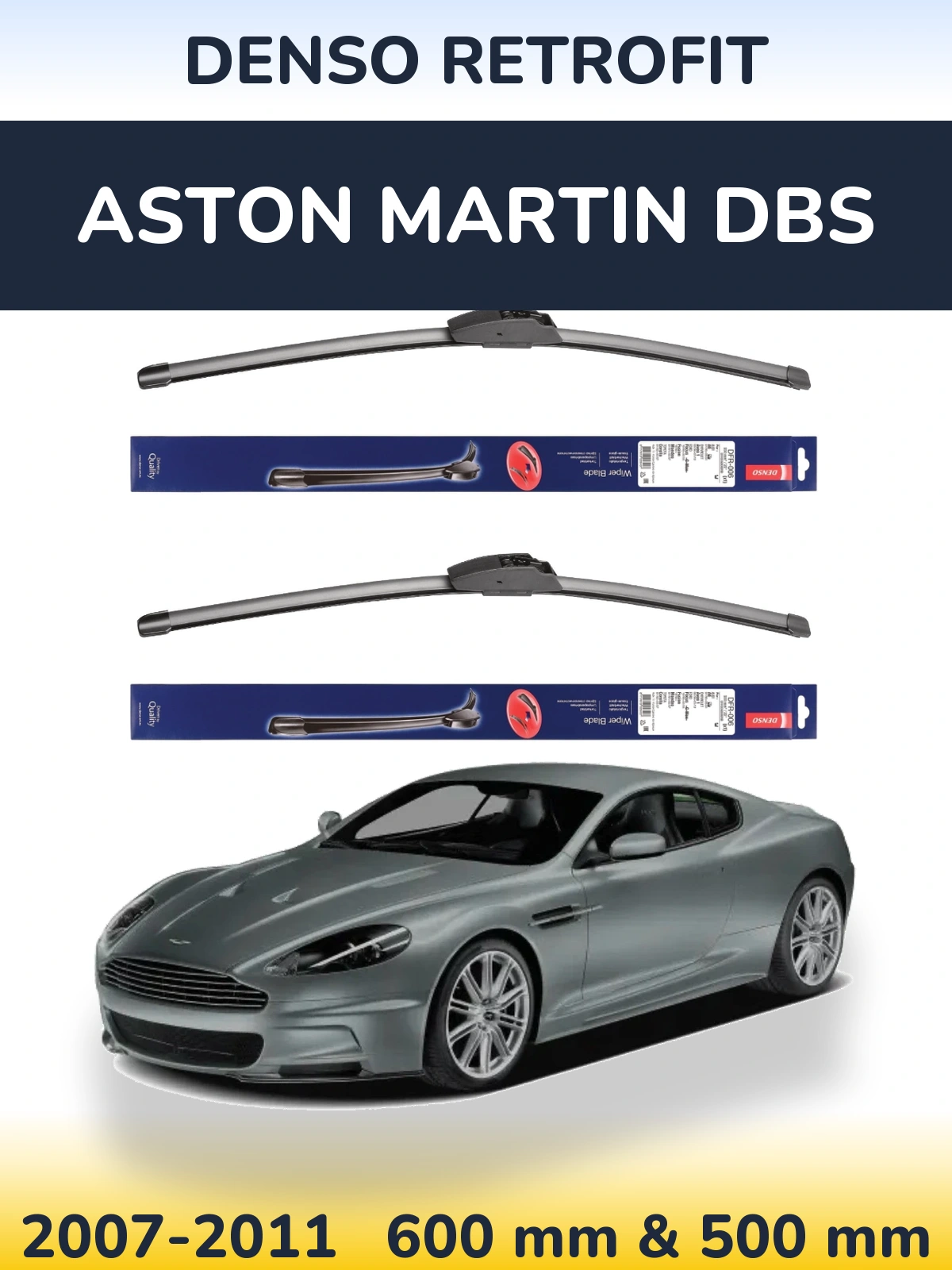 Комплект передніх щіток Denso Retrofit 600 & 500 мм для Aston Martin DBS 2007-2011