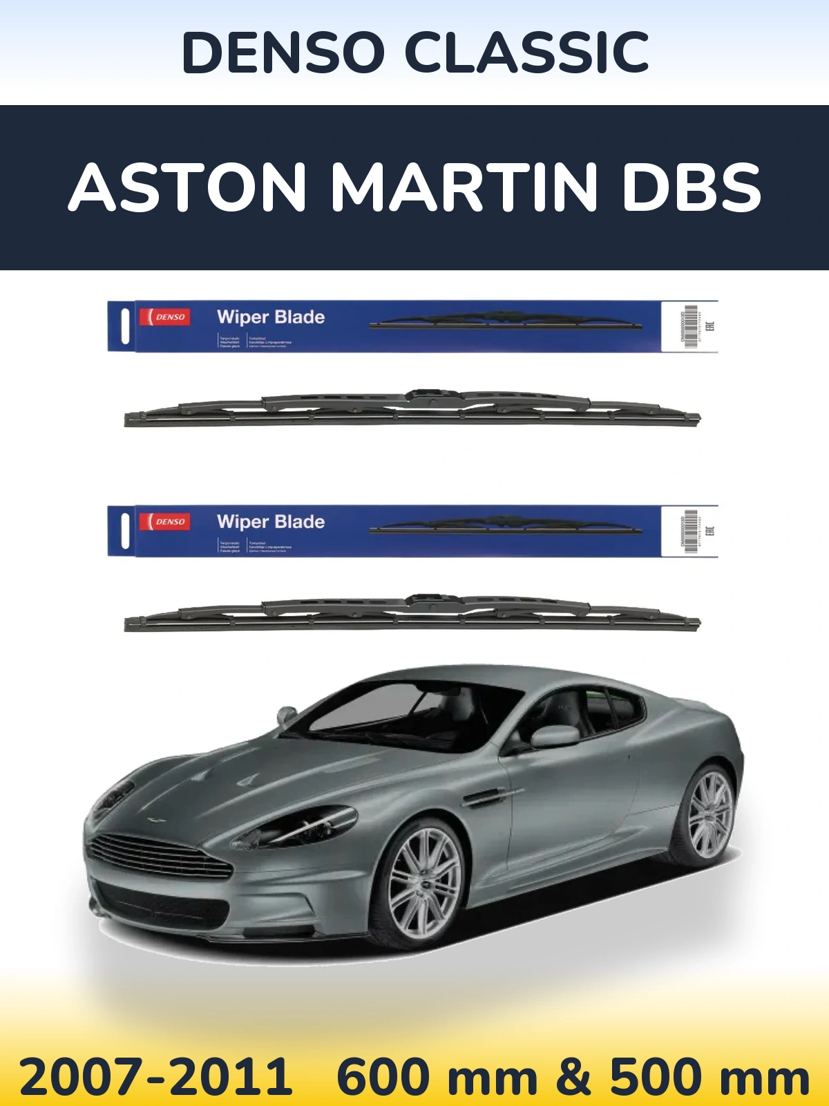 Комплект передніх щіток Denso Classic 600 & 500 мм для Aston Martin DBS 2007-2011