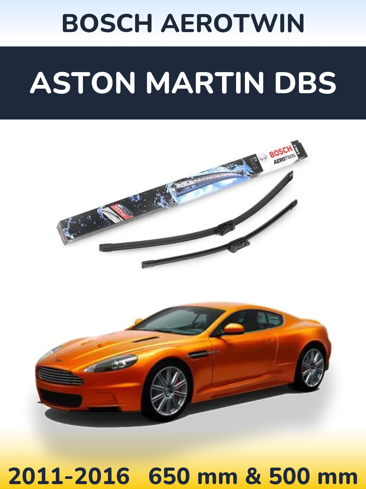 Комплект передніх щіток BOSCH AeroTwin 650 & 500 мм для Aston Martin DBS 2011-2016