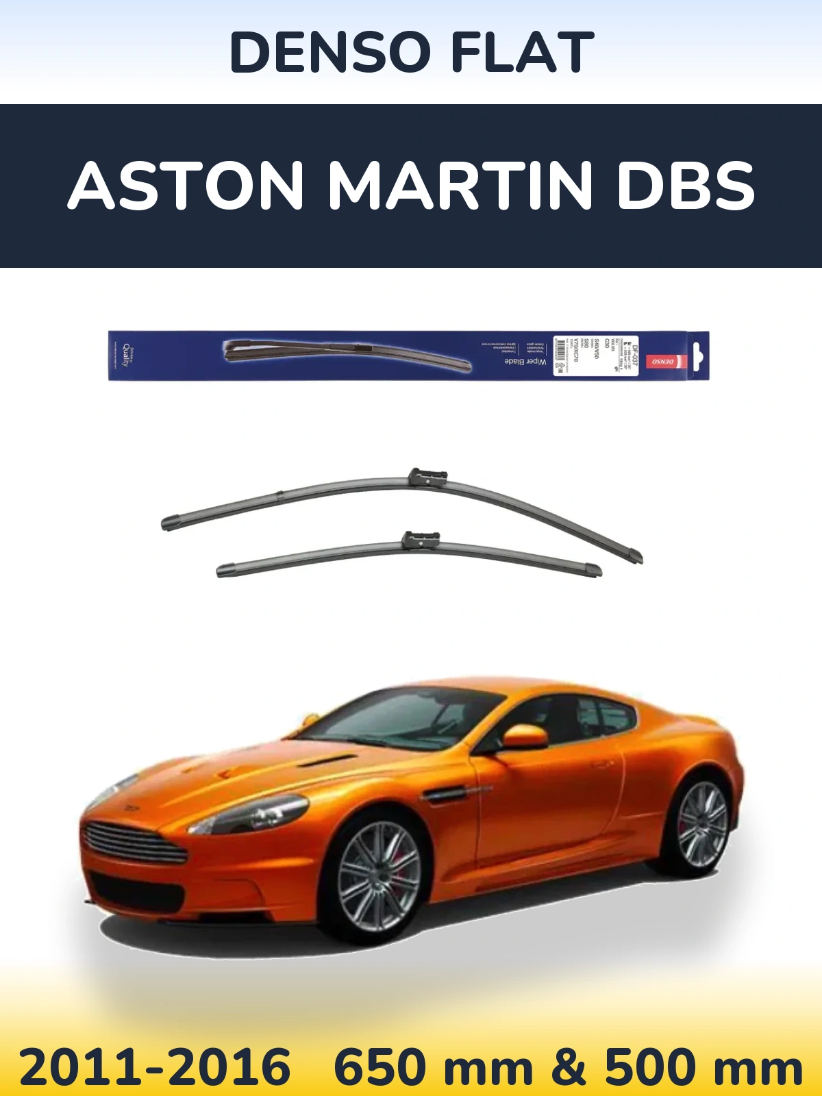 Sada předních stěračů Denso Flat 650 a 500 mm pro Aston Martin DBS 2011-2016