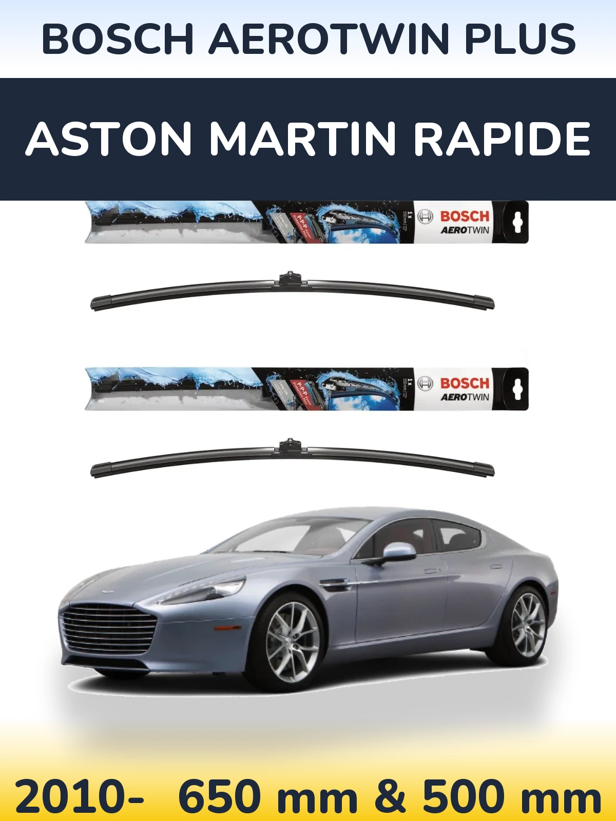 Sada předních stěračů BOSCH AeroTwin Plus 650 a 500 mm pro Aston Martin Rapide 2010-2026