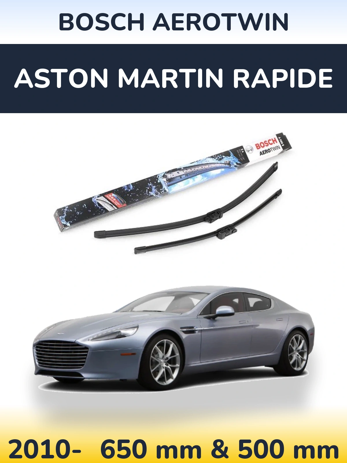 Sada předních stěračů BOSCH AeroTwin 650 a 500 mm pro Aston Martin Rapide 2010-2026