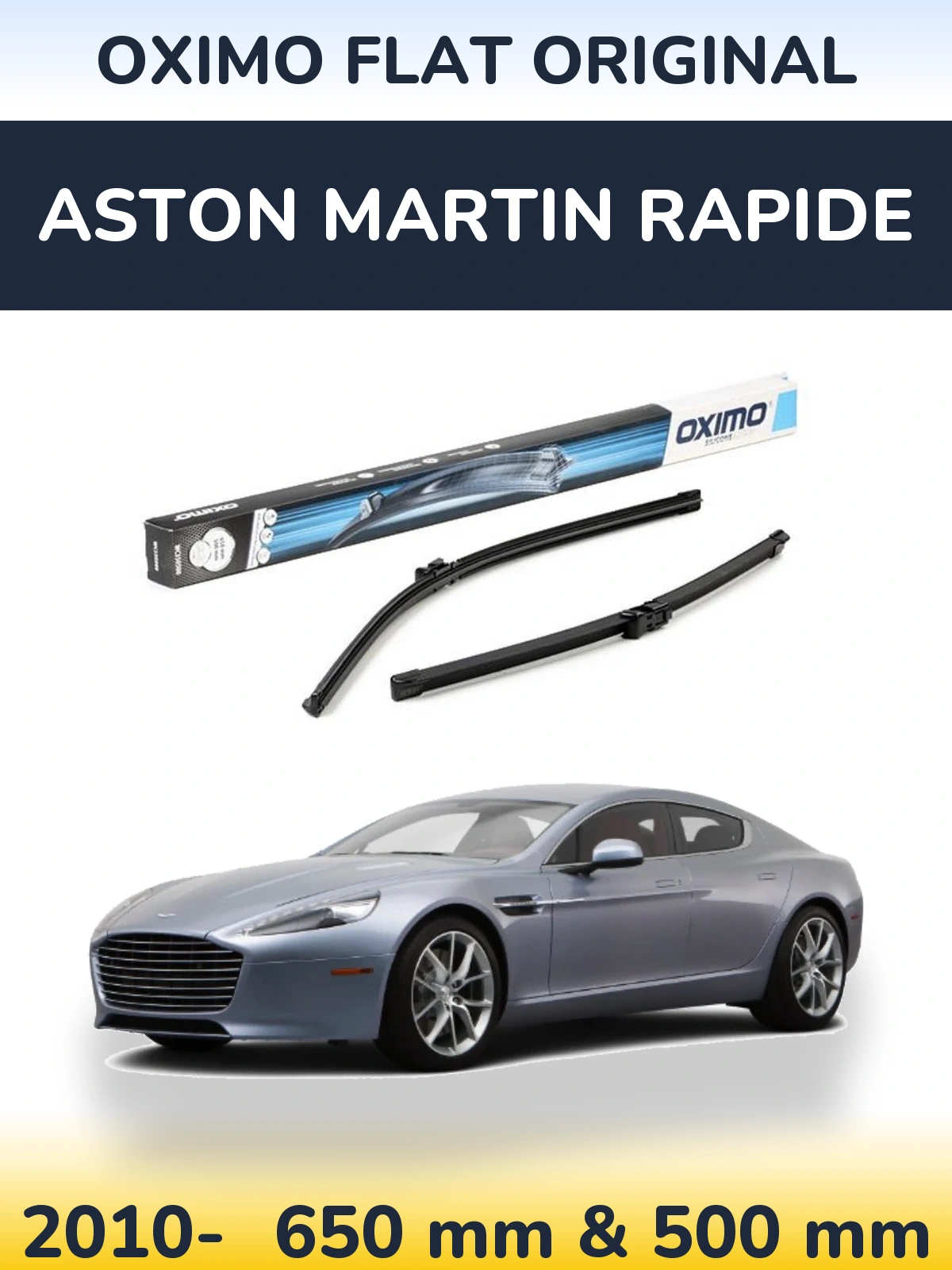Sada předních stěračů Oximo Flat Original 650 a 500 mm pro Aston Martin Rapide 2010-2026