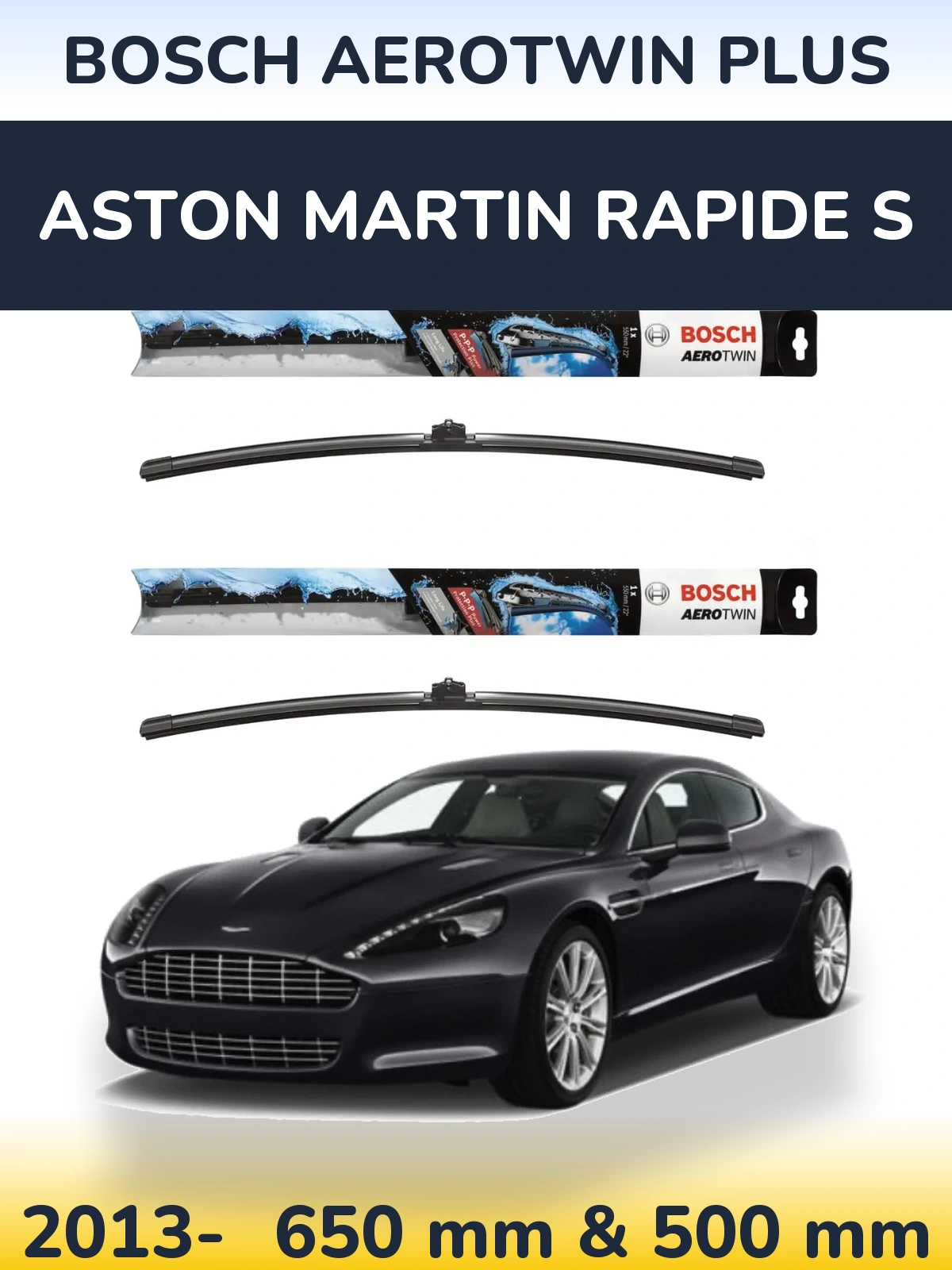 Комплект передніх щіток BOSCH AeroTwin Plus 650 & 500 мм для Aston Martin Rapide S 2013-2026