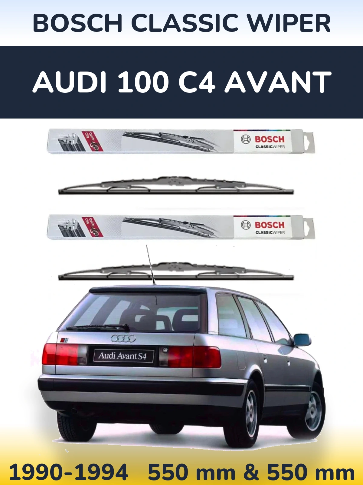 Sada předních stěračů BOSCH Classic Wiper 550 a 550 mm pro Audi 100 C4 Avant 1990-1994