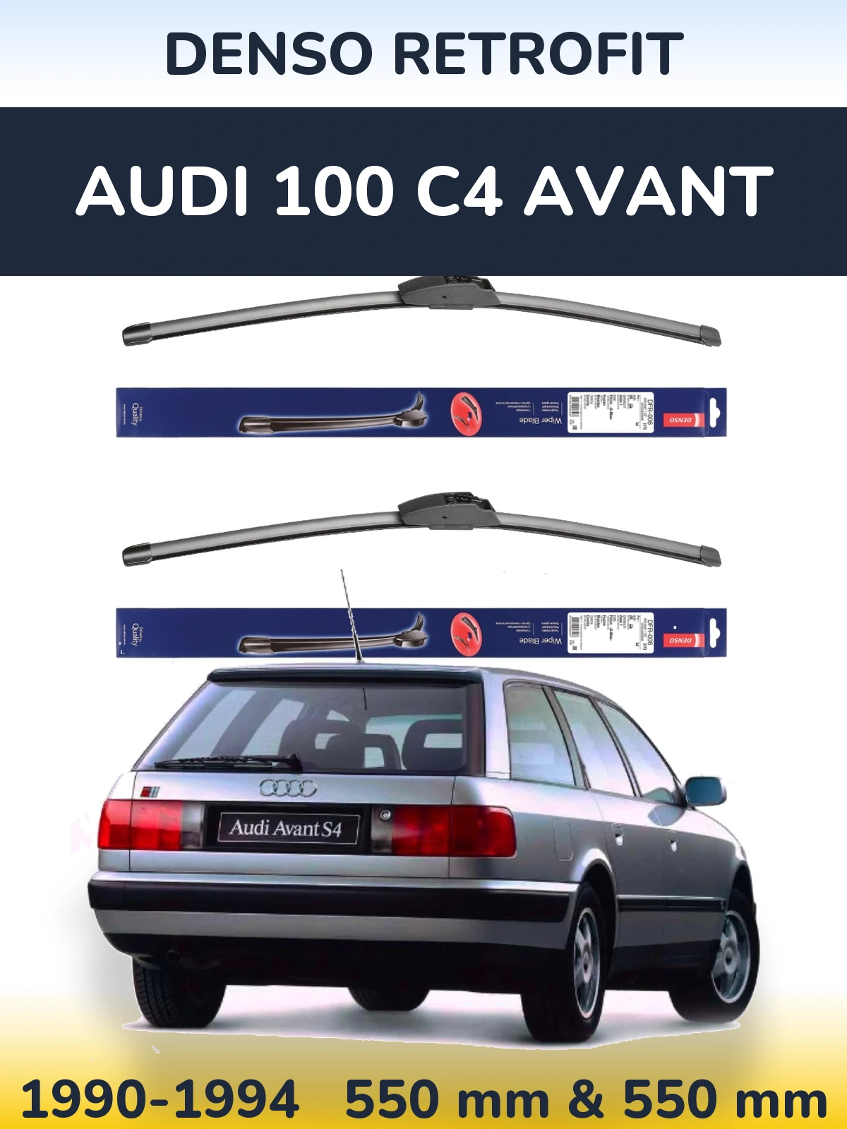 Sada předních stěračů Denso Retrofit 550 a 550 mm pro Audi 100 C4 Avant 1990-1994