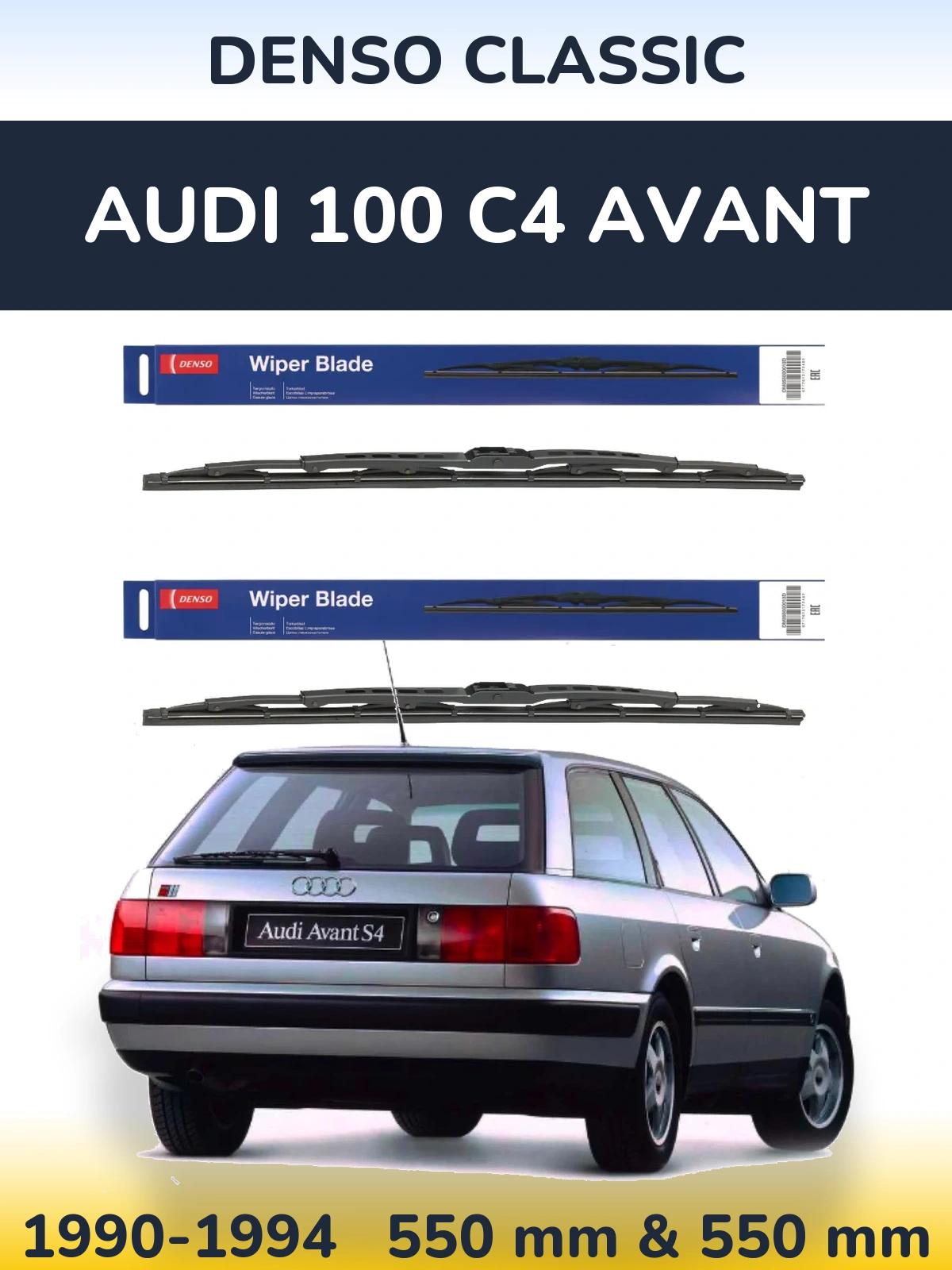 Sada předních stěračů Denso Classic 550 a 550 mm pro Audi 100 C4 Avant 1990-1994