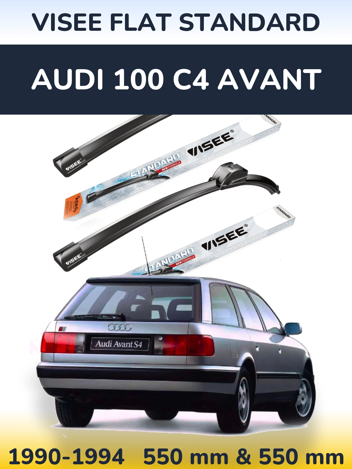 Sada předních stěračů VISEE FLAT STANDARD 550 a 550 mm pro Audi 100 C4 Avant 1990-1994