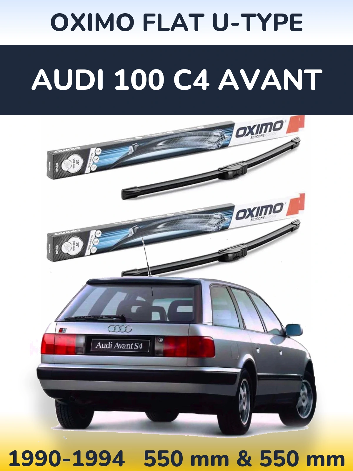 Sada předních stěračů Oximo Flat U-type 550 a 550 mm pro Audi 100 C4 Avant 1990-1994