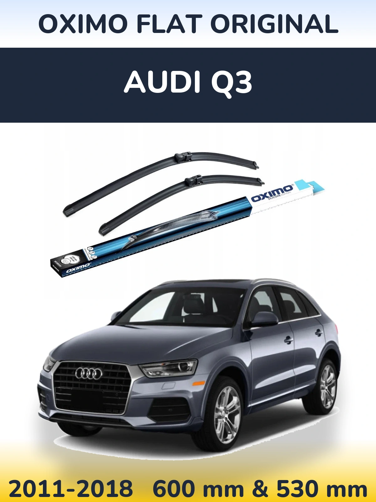 Sada předních stěračů Oximo Flat Original 600 a 530 mm pro Audi Q3 2011-2018