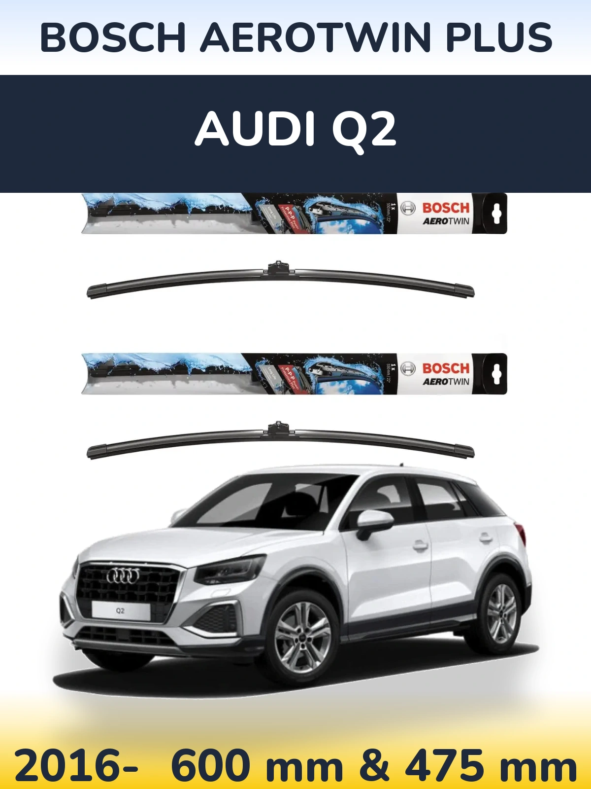 Sada předních stěračů BOSCH AeroTwin Plus 600 a 475 mm pro Audi Q2 2016-2026