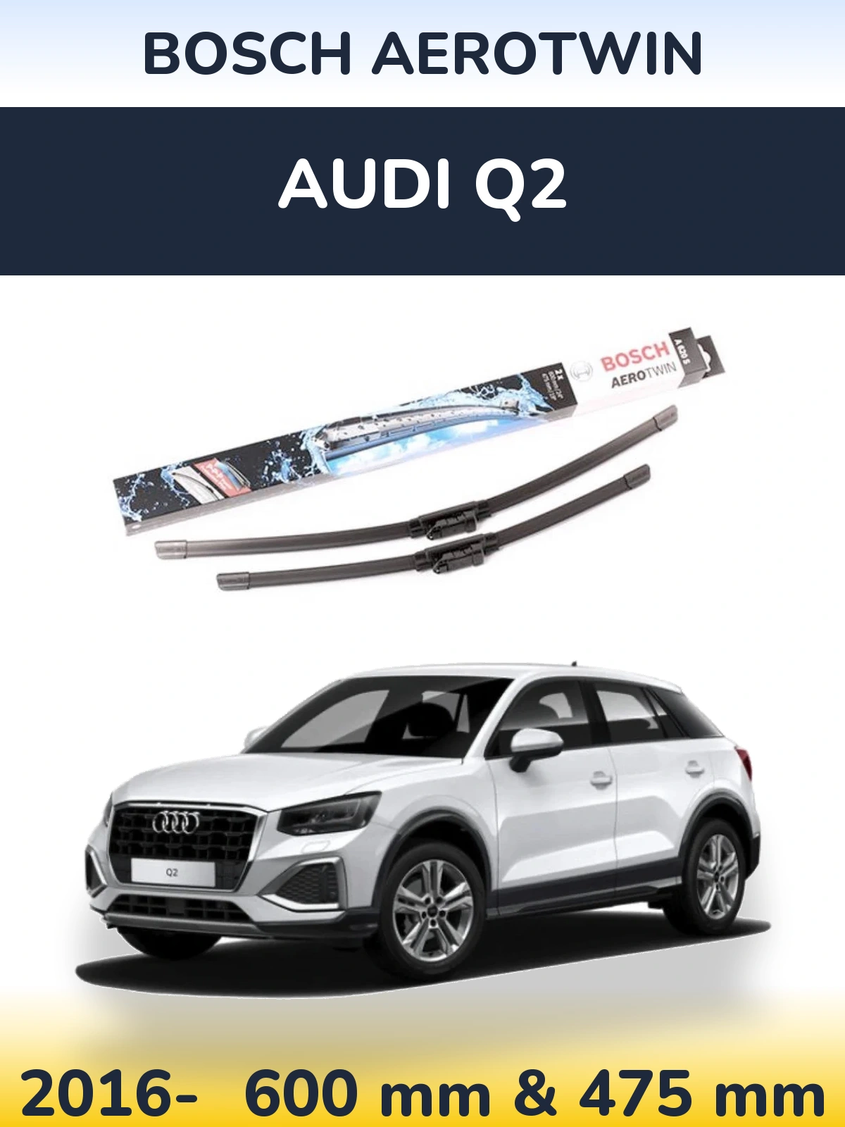 Sada předních stěračů BOSCH AeroTwin 600 a 475 mm pro Audi Q2 2016-2026