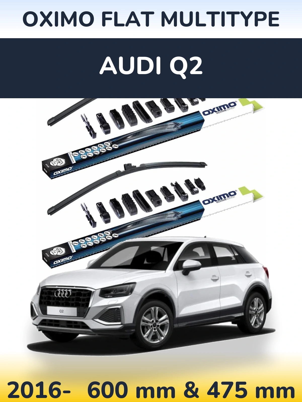 Sada předních stěračů Oximo Flat MultiType 600 a 475 mm pro Audi Q2 2016-2026