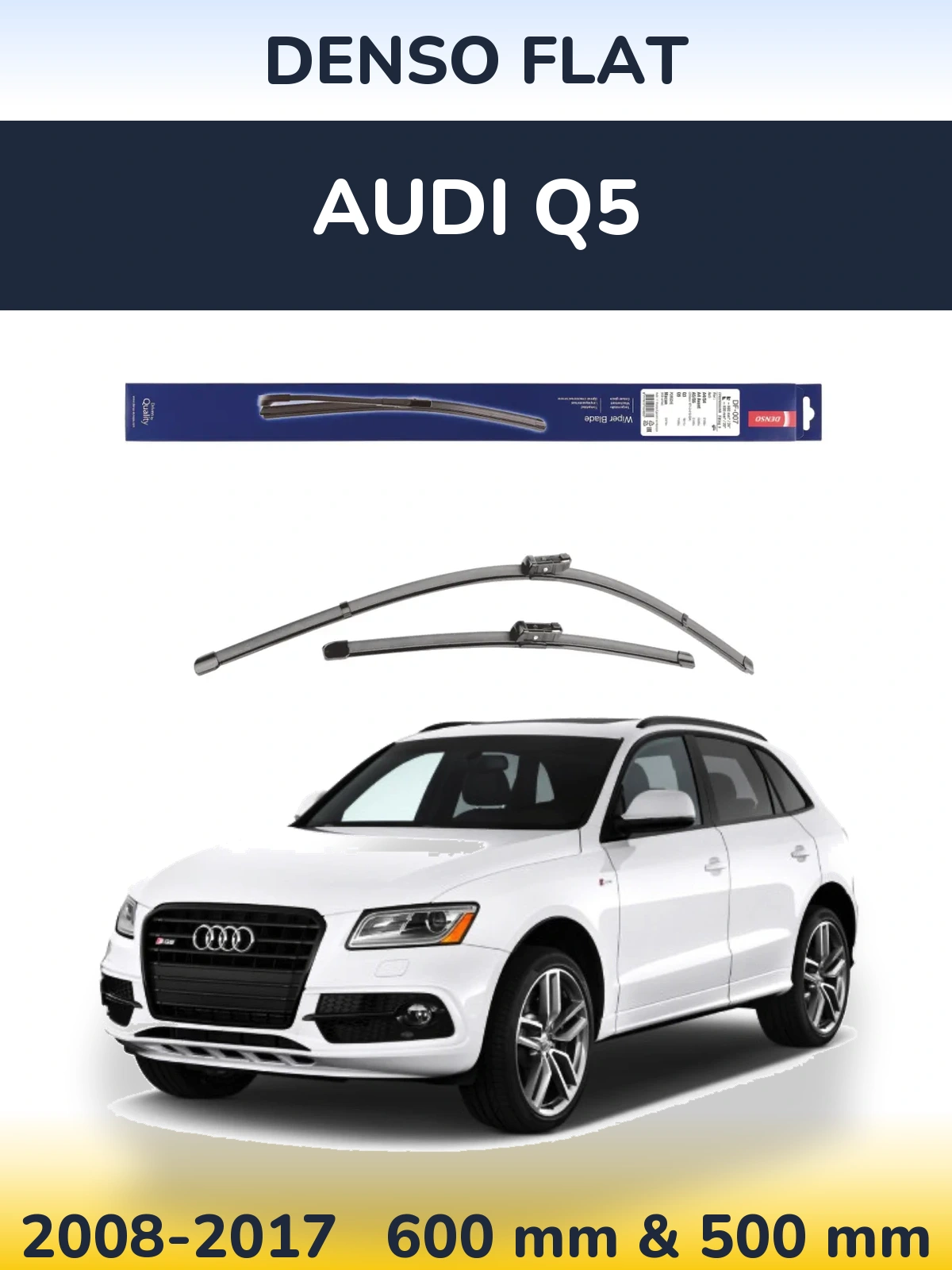 Sada předních stěračů Denso Flat 600 a 500 mm pro Audi Q5 2008-2017
