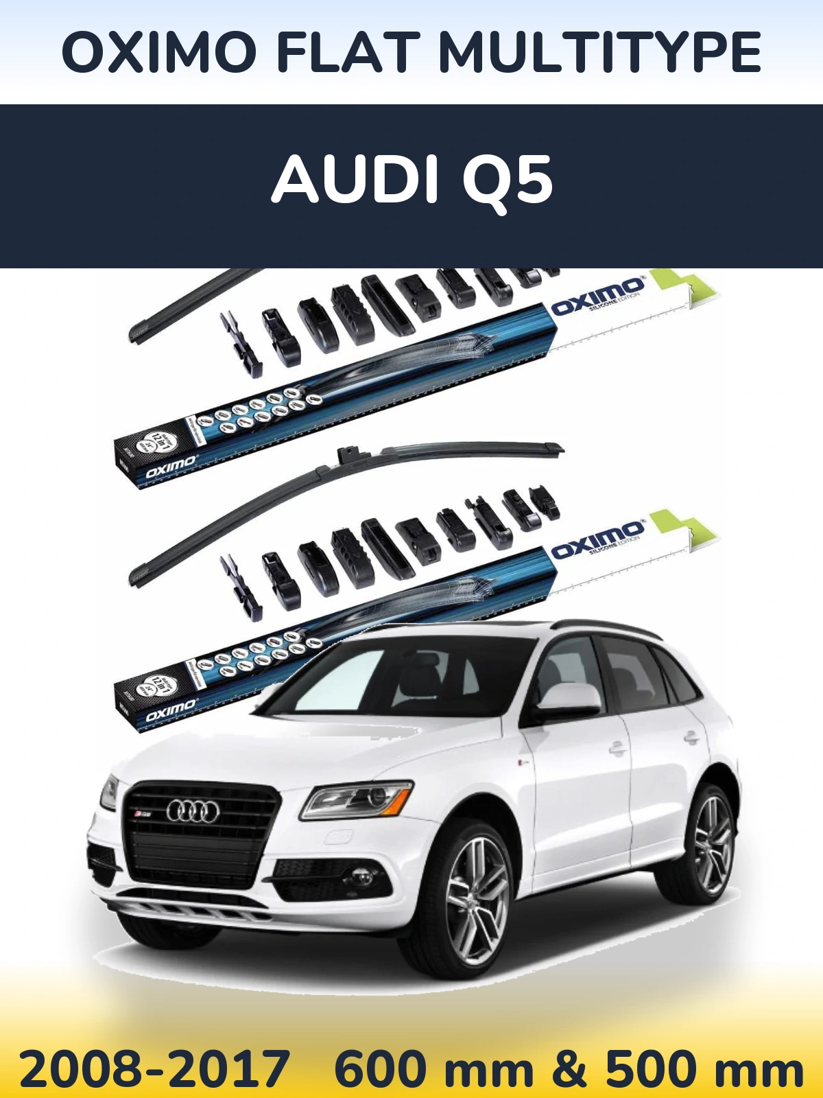 Sada předních stěračů Oximo Flat MultiType 600 a 500 mm pro Audi Q5 2008-2017