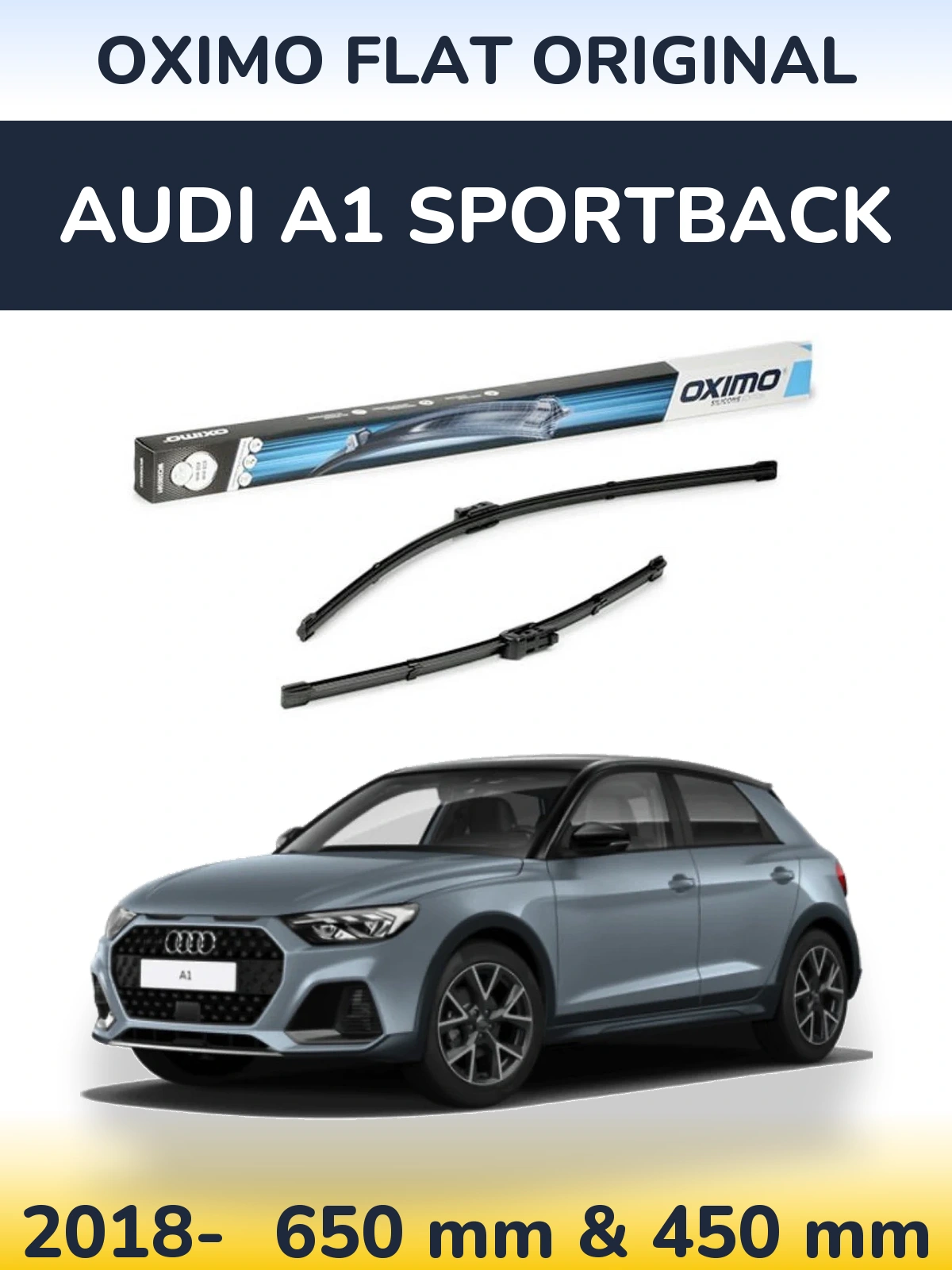 Sada předních stěračů Oximo Flat Original 650 a 450 mm pro Audi A1 Sportback 2018-2026