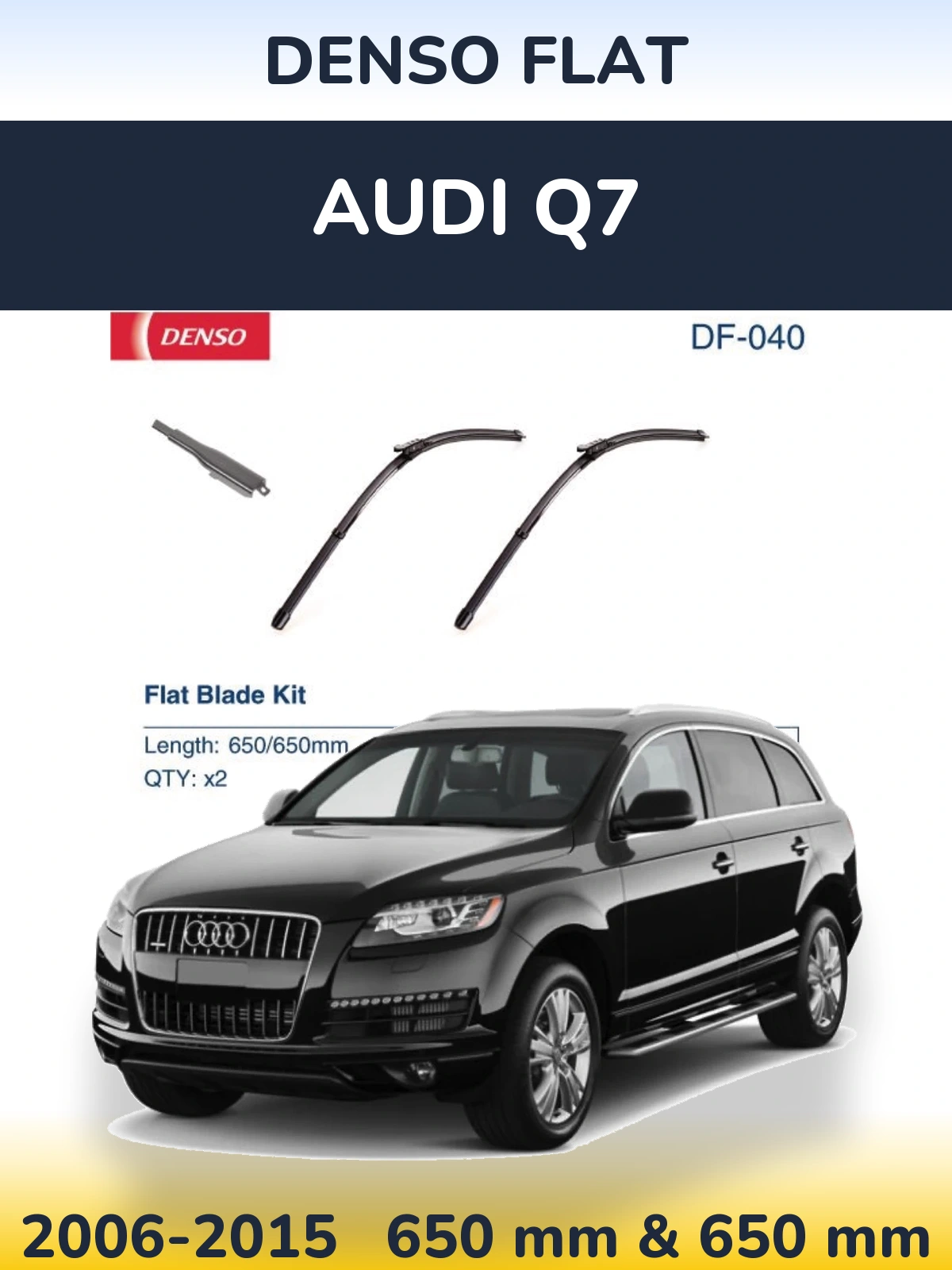 Sada předních stěračů Denso Flat 650 a 650 mm pro Audi Q7 2006-2015
