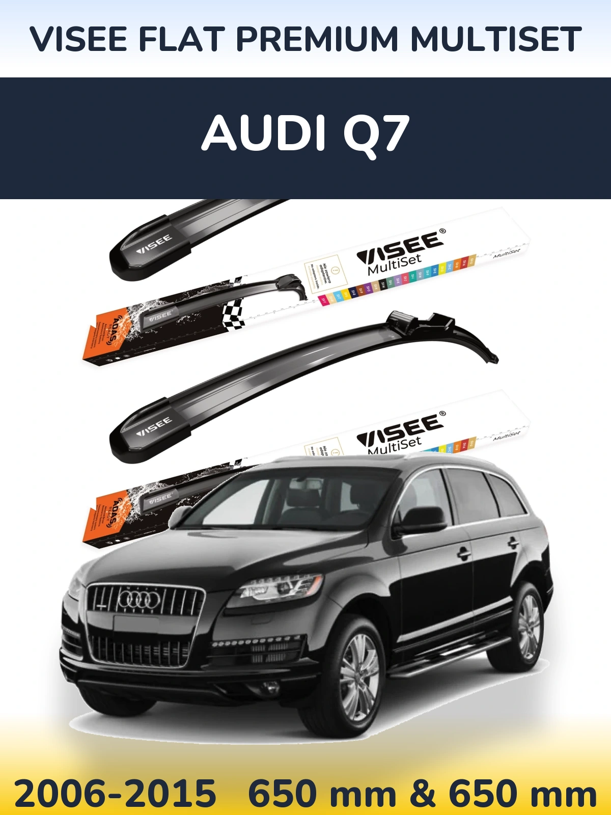 Sada předních stěračů VISEE FLAT PREMIUM MultiSet 650 a 650 mm pro Audi Q7 2006-2015